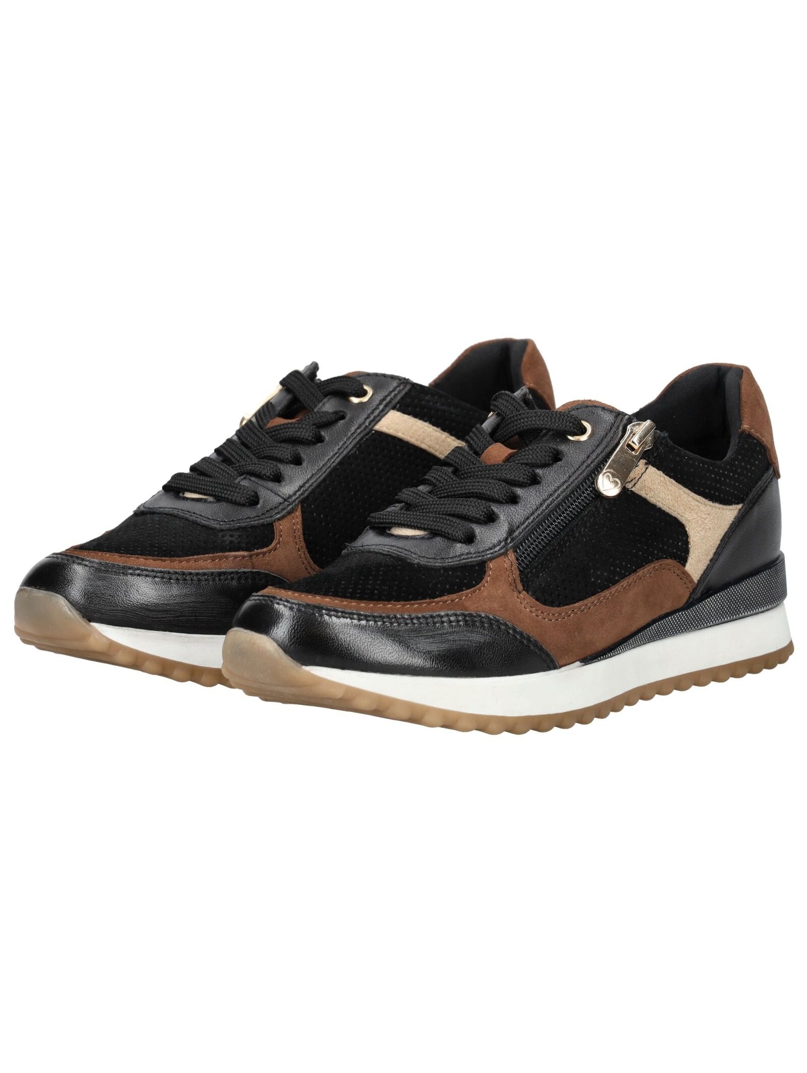 Sneaker MARCO TOZZI "Marco Tozzi Sneaker Leder/Textil", Damen, Gr. 40, schwarz (schwarz, braun), Leder, Textil, Schuhe Sneaker 3