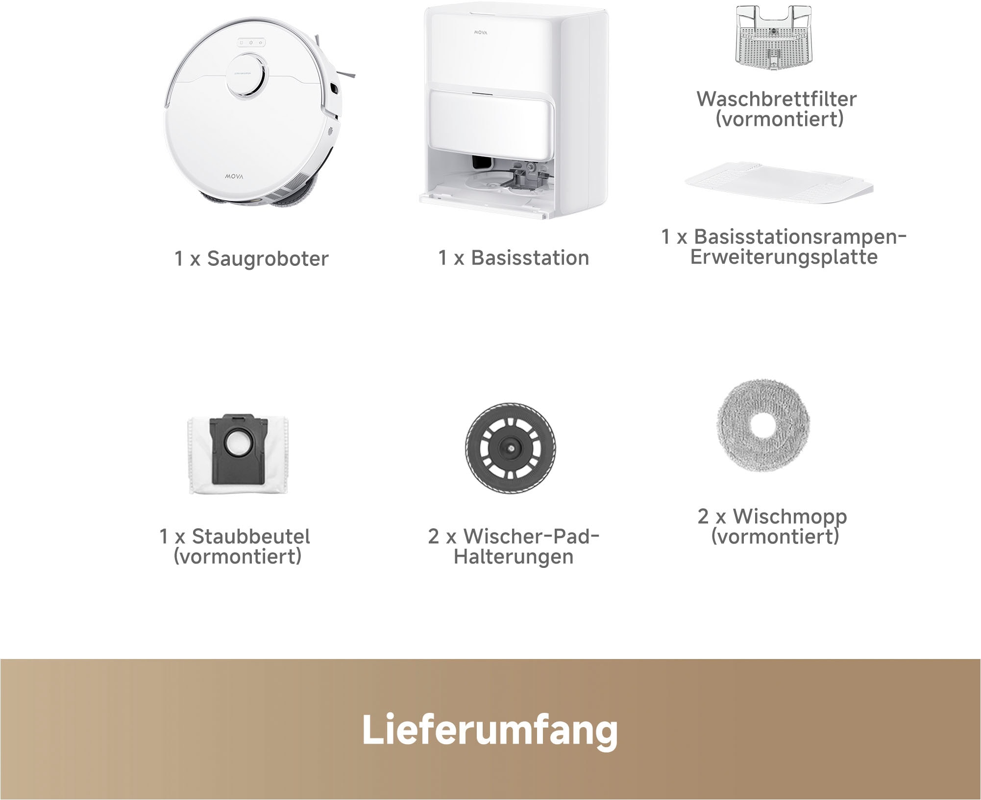 Dreame Saugroboter »Mova P50 Ultra, mit Wischfunktion«, 19000Pa Saugkraft, Vollautomatische Basisstation, Reinigung bei 75° C
