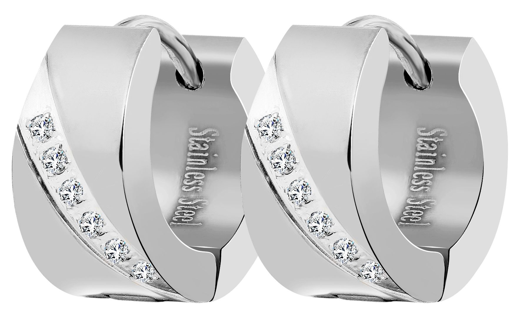 Adelia´s Klappcreolen "Ohrringe – Klappcreole aus Edelstahl mit Strass Steinchen" Ideal als Geschenk zum Jubiläum