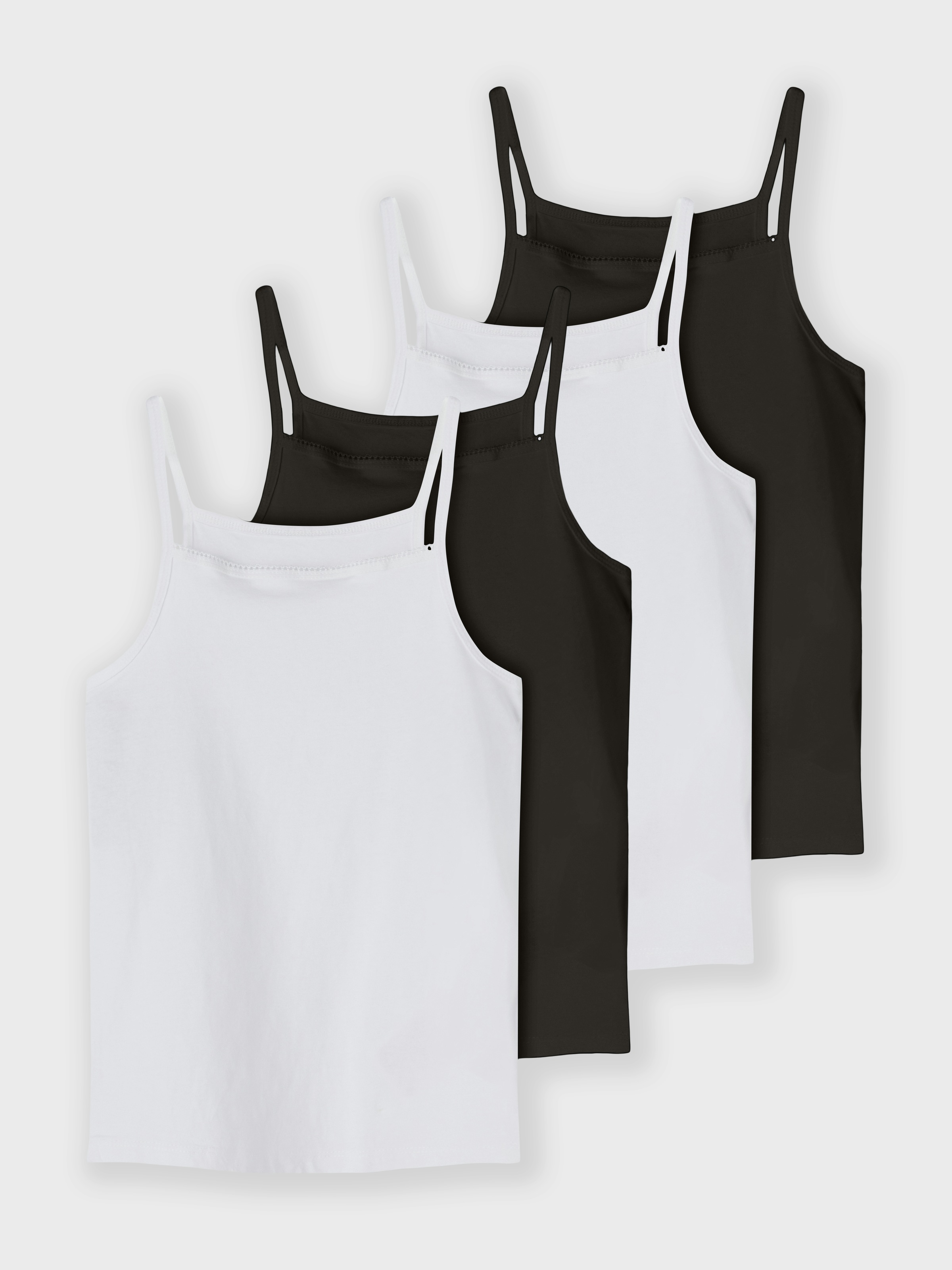 Name It Unterhemd »NKFSTRAP TOP 4P BLACK WHITE SOLID NOOS«, (Packung, 4 St.)