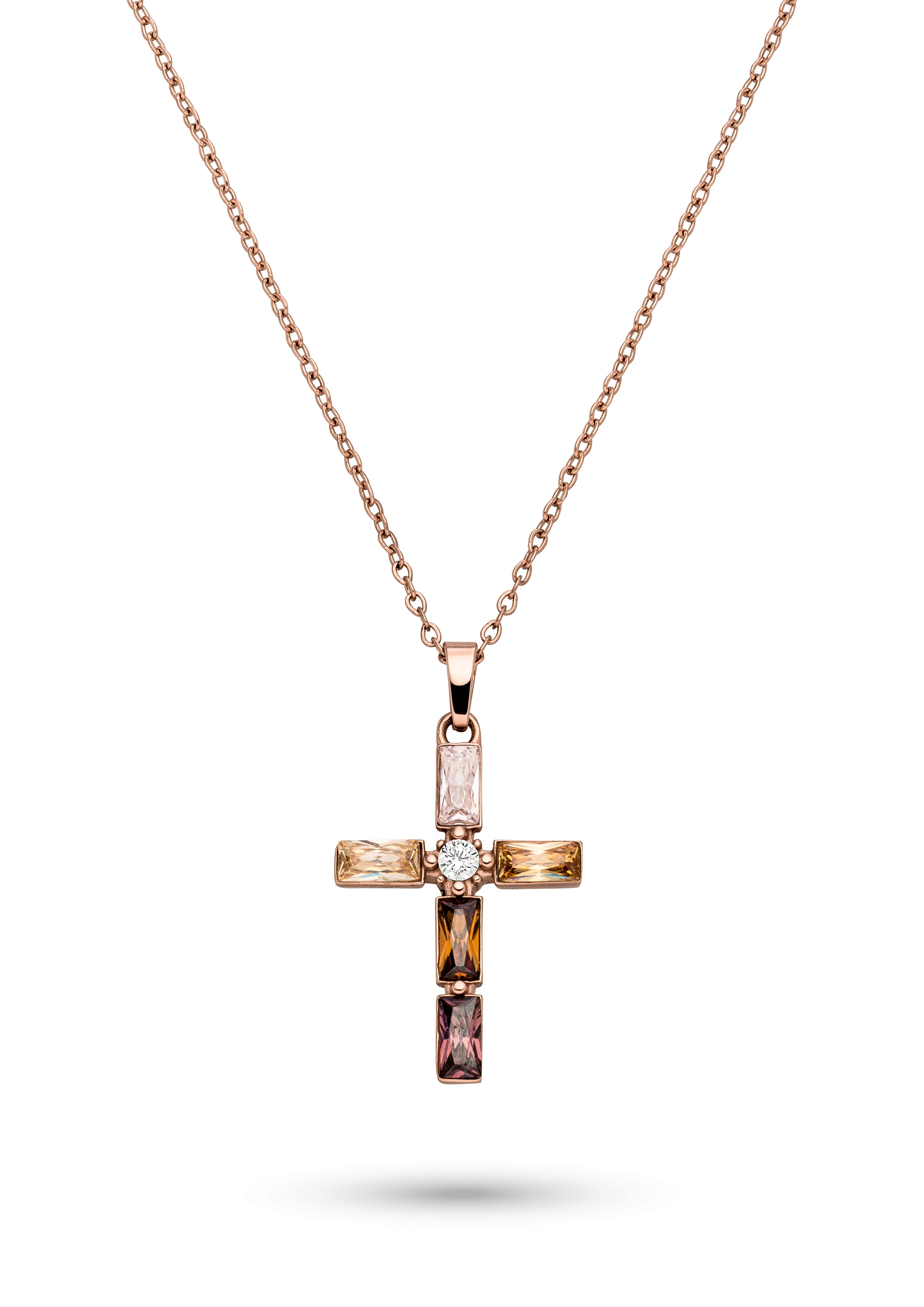 s.Oliver Kette mit Anhänger »Schmuck Geschenk Edelstahl Halskette The Stone Cross, Kreuz« mit Zirkonia (synth.)