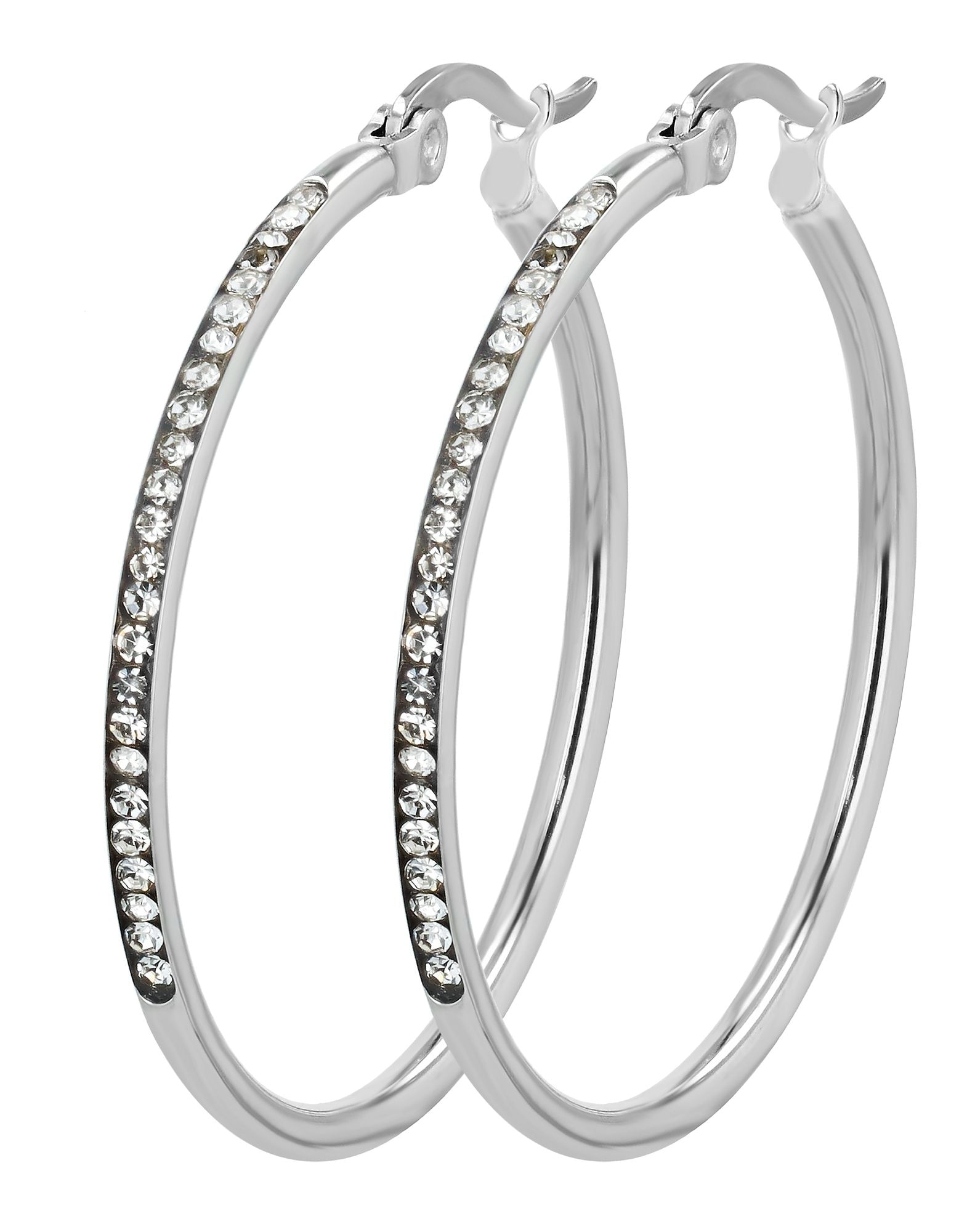 Adelia´s Paar Creolen "Ohrringe – Creole aus Edelstahl mit Strass Steinchen" Eine schöne Geschenkidee für jeden Anlass