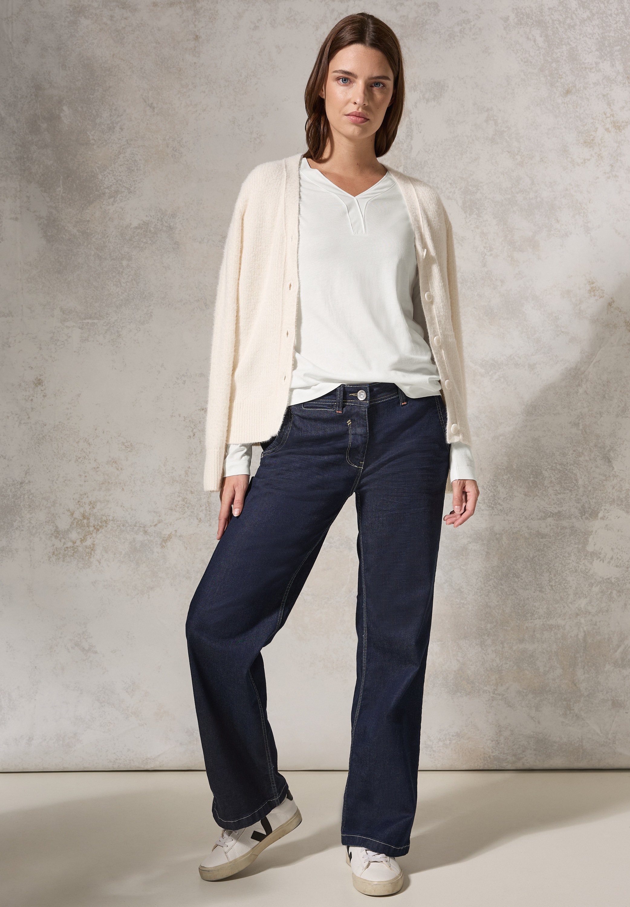 Cecil Langarmshirt, im angenehmen Materialmix