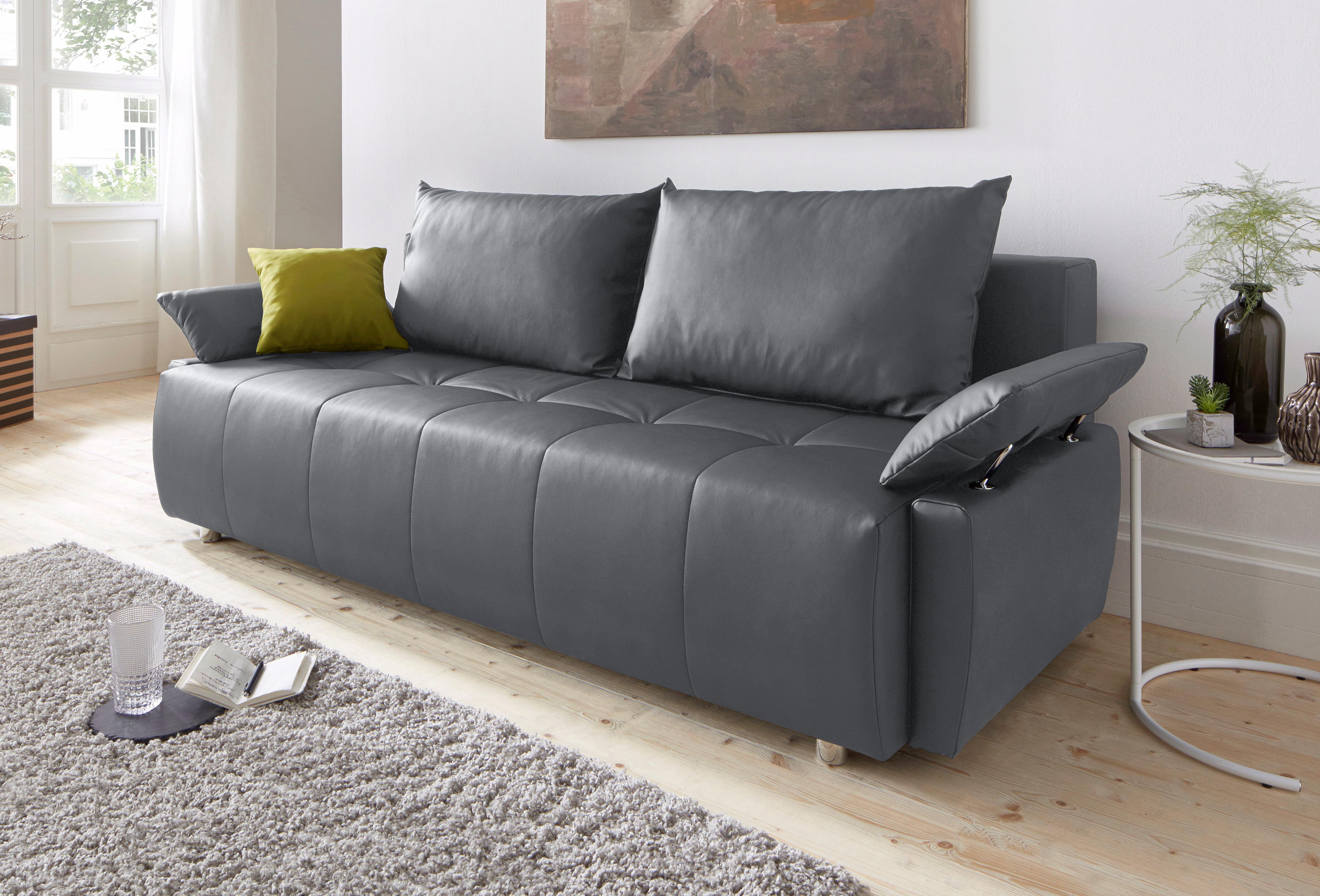 COLLECTION AB Schlafsofa "Funtastic, B: 212 cm, Liegefl. 145x187 cm, Armteilverstellung" Schlaffunktion, Bettkasten & Zierkissen, Gästebett mit Federkern