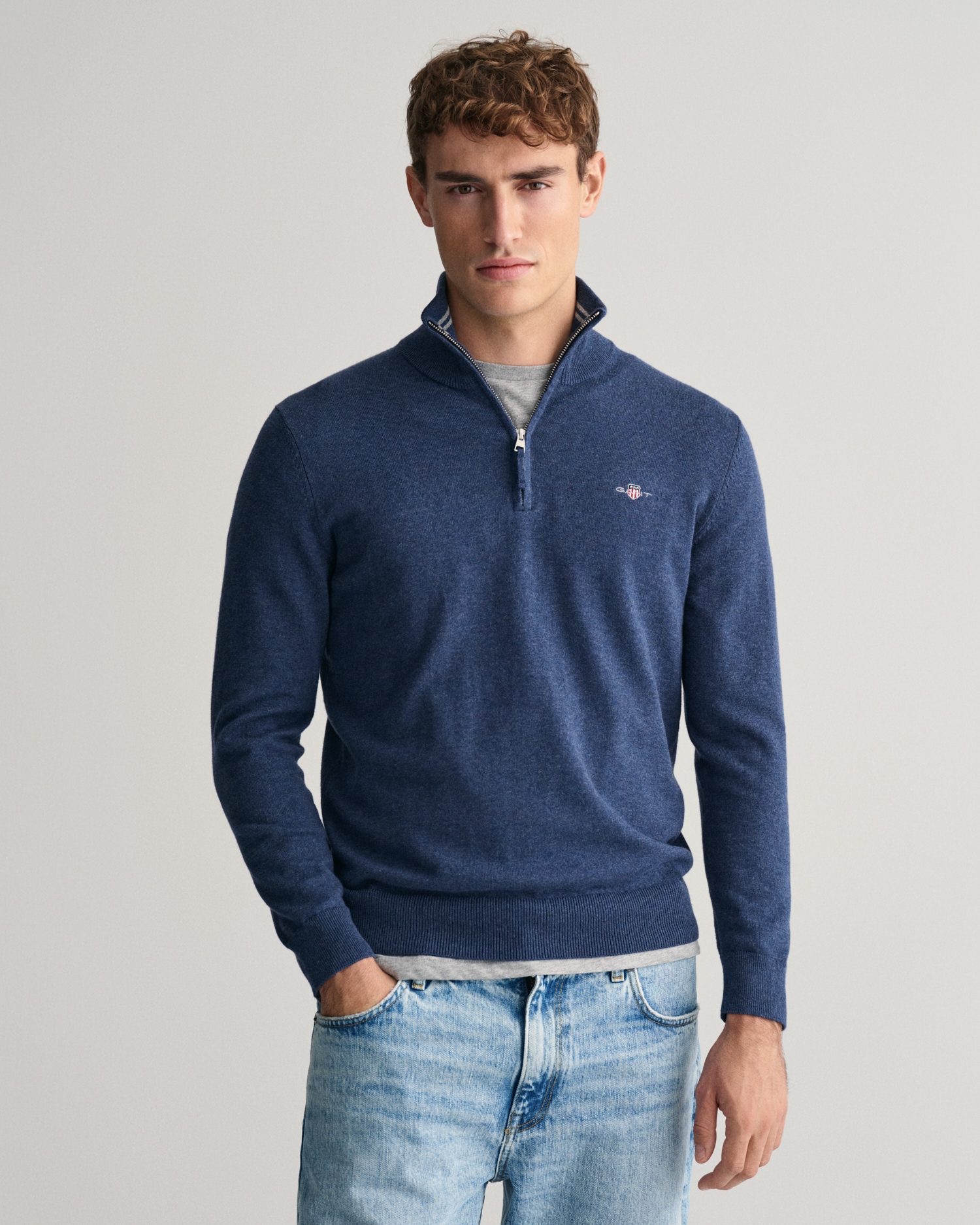 Gant Troyer "CLASSIC COTTON HALF ZIP", mit gerippten Details günstig online kaufen