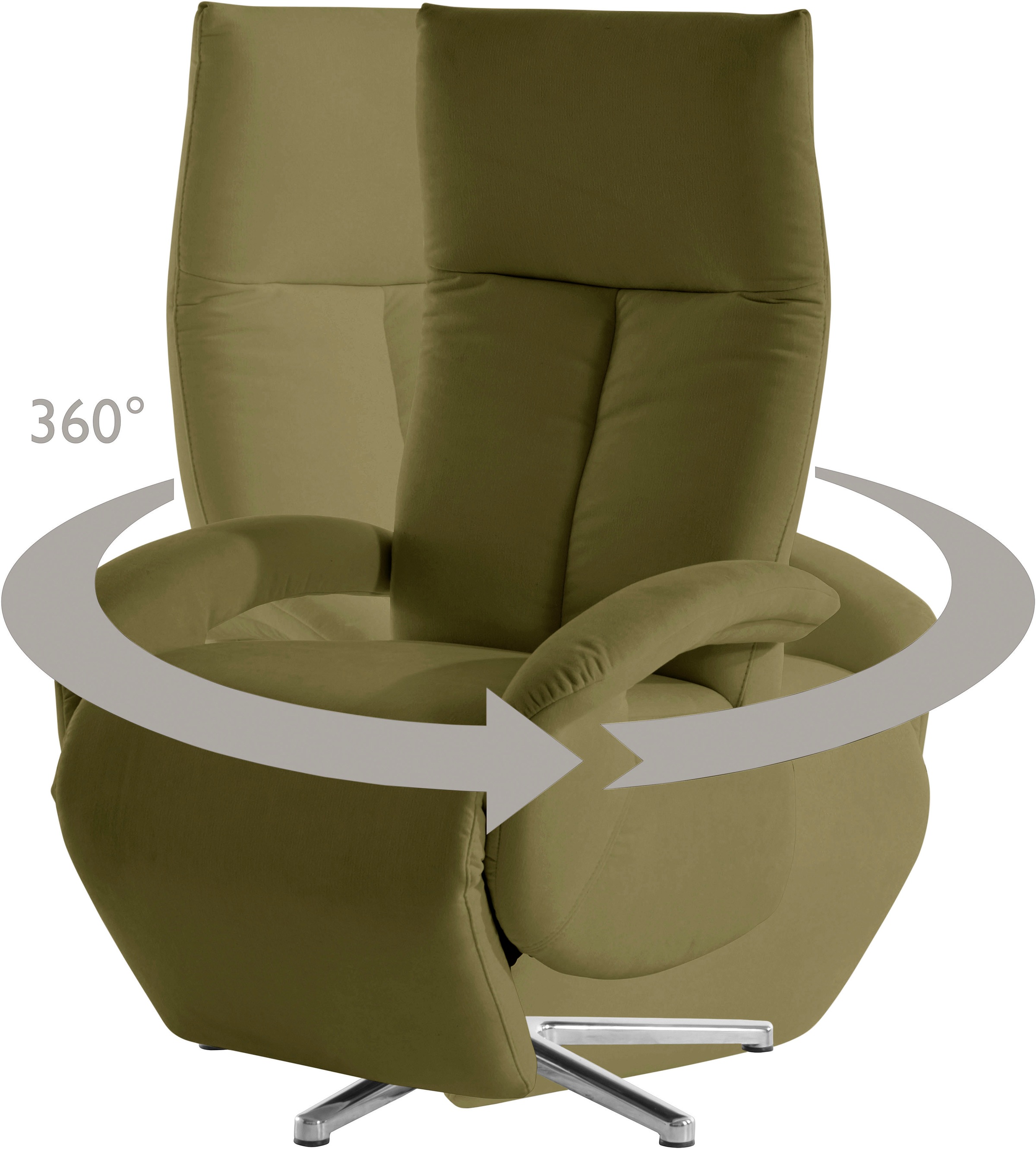 TV-Sessel SIT & MORE "Tycoon mit Kopfteilverstellung und 360 Drehfunktion", grün (olive), B:74cm H:117cm T:85cm, 98%Polyester, 2%Polyamid, Sessel, wahlweise manuell oder elektrischer Funktion, auch mit Akku (kabellos) 6