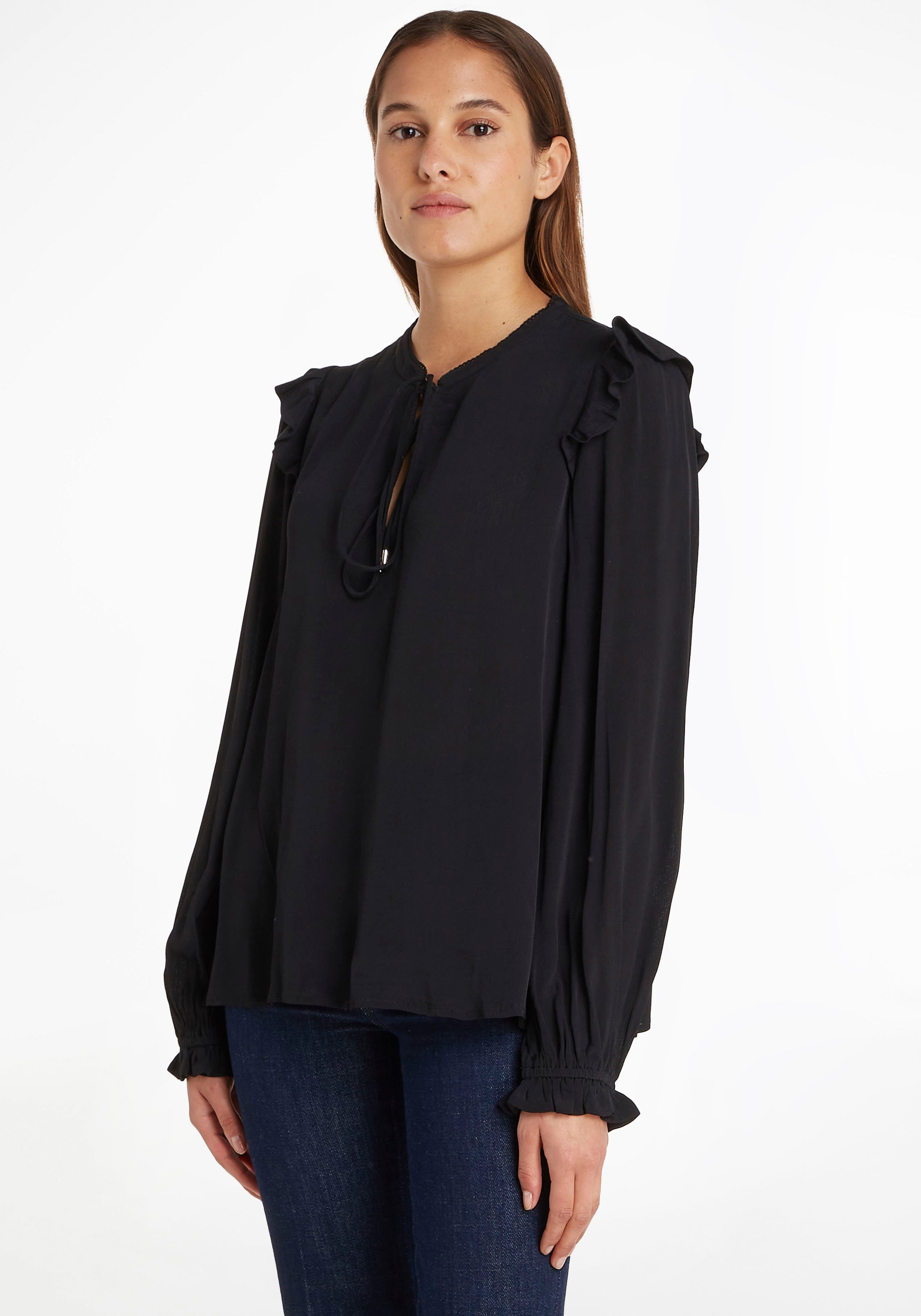 Tommy Hilfiger Crepebluse »MOSS CREPE SOLID BLOUSE LS«, Mit Polokragen & Langarm kaufen