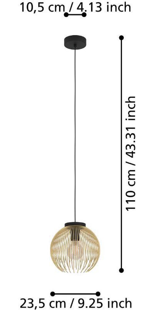 EGLO Hängeleuchte »VENEZUELA Pendellampe, Esszimmerlampe, Metall, schwarz, gold, E27« E27 1 Stk. Esstischlampe, Pendelleuchte, Drahtschirm, 1 flammig, 110x23,5cm