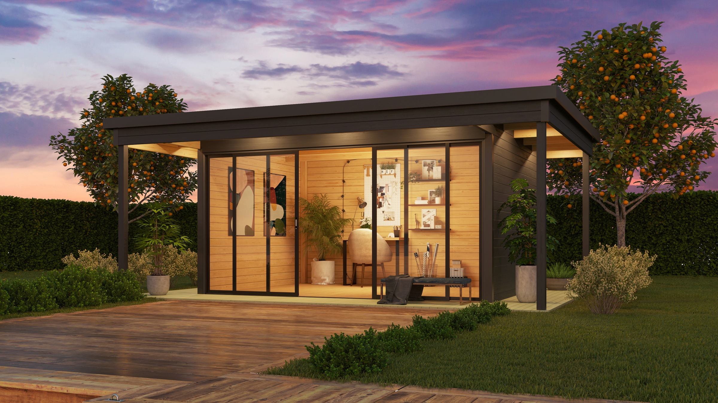 LASITA MAJA Gartenhaus "DOMEO 4 LOGGIA CARBONGRAU/ANTHRAZIT - NEU" Fundamen günstig online kaufen