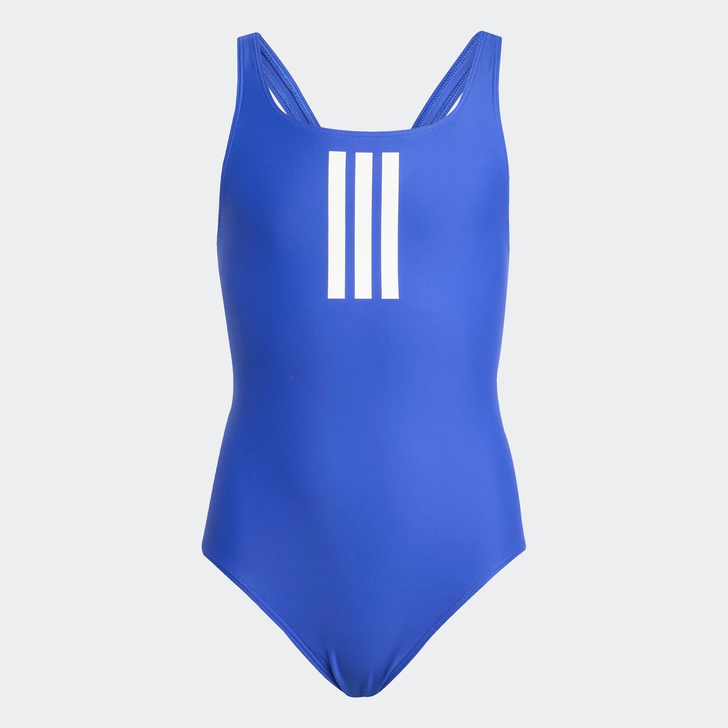 Badeanzug ADIDAS PERFORMANCE "3-STREIFEN KIDS", Mädchen, Gr. 164, N-Gr, blau (semi lucid blau, weiß), Obermaterial: 78% Polyamid, 22% Elasthan, Badeanzüge Badeanzug