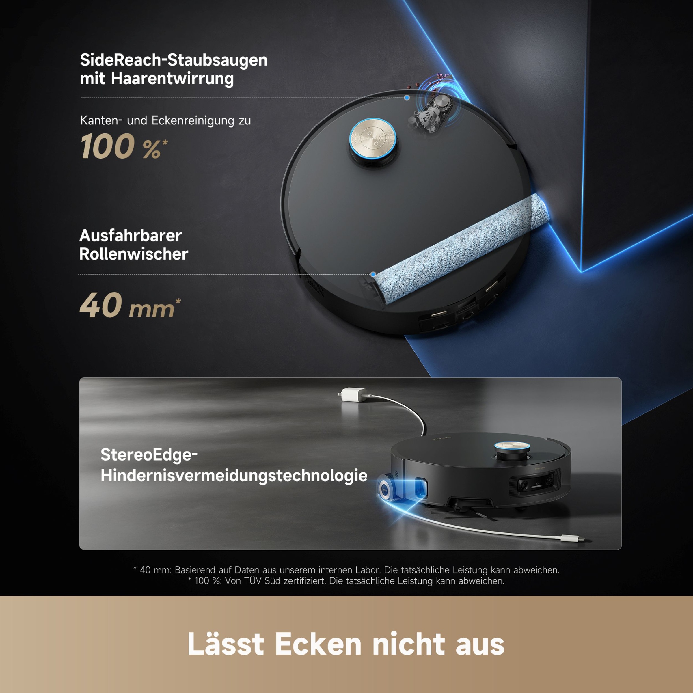 Dreame Saugroboter »mit Wischfunktion Aqua10 Ultra Roller Complete« Warmwasser-Wischsystem, Rollenmopp, überwindet Hindernisse, 30.000 Pa