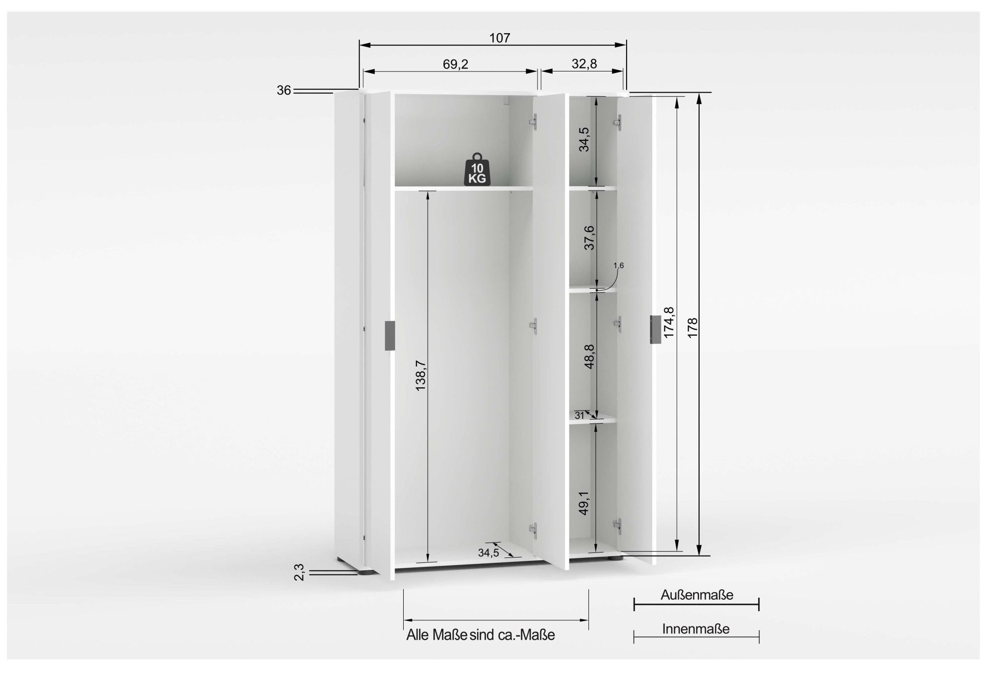 INOSIGN Mehrzweckschrank »Stauraumschrank , Breite 107 cm , Höhe 178 cm« 1 Stk. tlg.