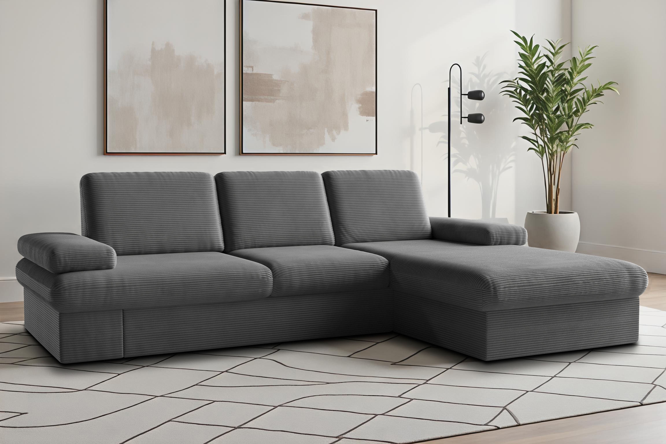 sit&more Ecksofa "Moreno L-Form, B: 247 cm" mit Armteilverstellung, optional Schlaffunktion