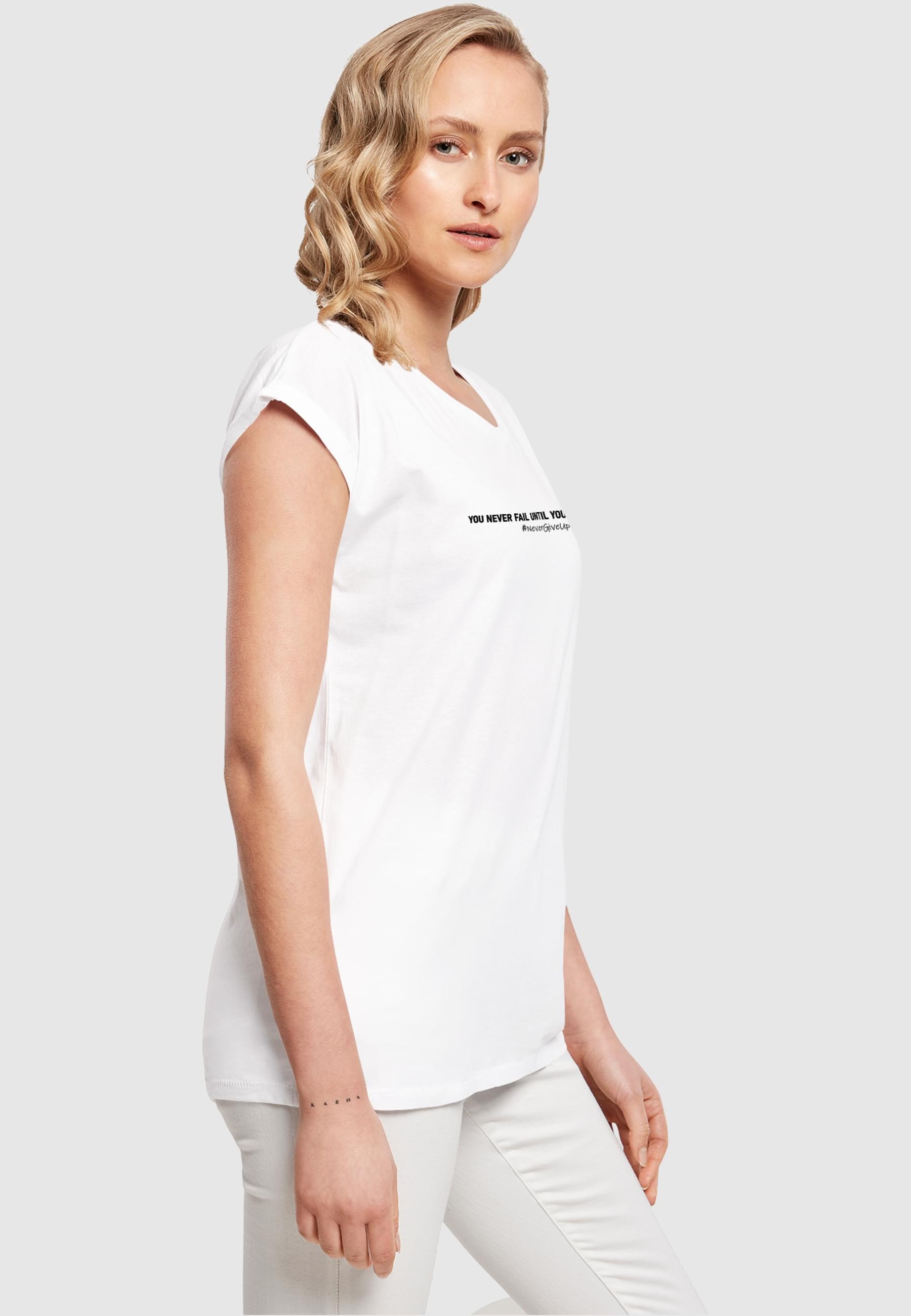 Merchcode T-Shirt »Merchcode Damen Ladies Never Give Up Extended Shoulder Tee«, (1 tlg.)