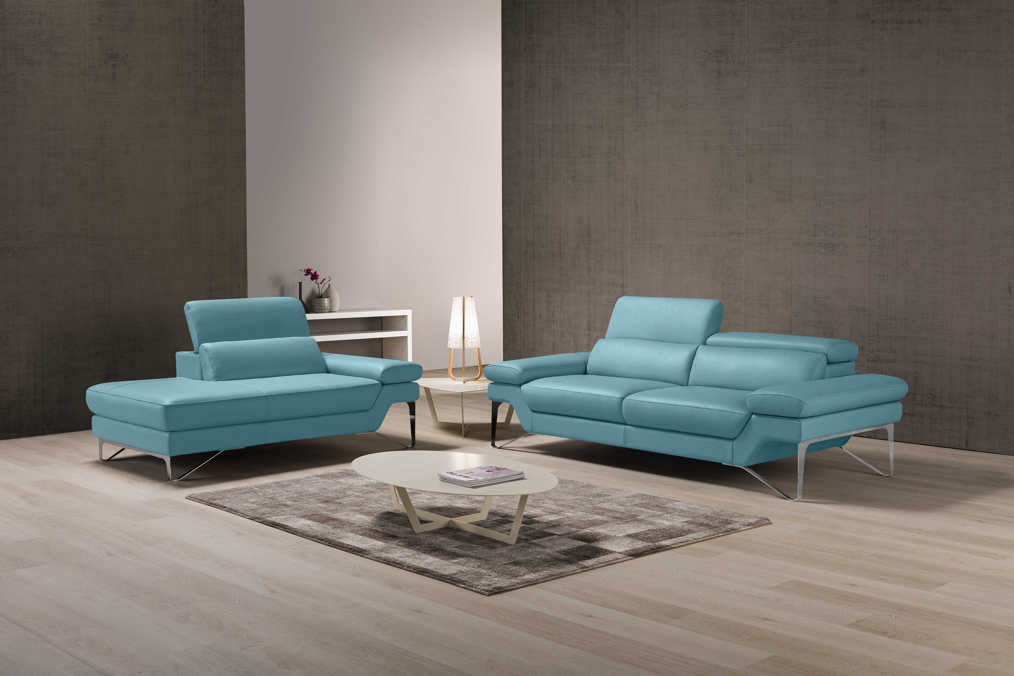Egoitaliano Polstergarnitur "Princess Design und Sitzkomfort im Einklang, bequem und hochwertig" Set aus 2,5 Sitzer und freitehende Ottomane, Kopfstützen verstellbar
