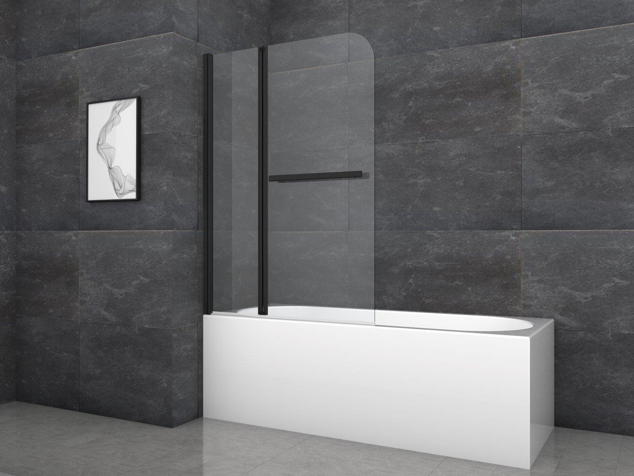 Badewannenfaltwand »Black Vital 2«, mattschwarzes Aluminiumprofil und integrierter...