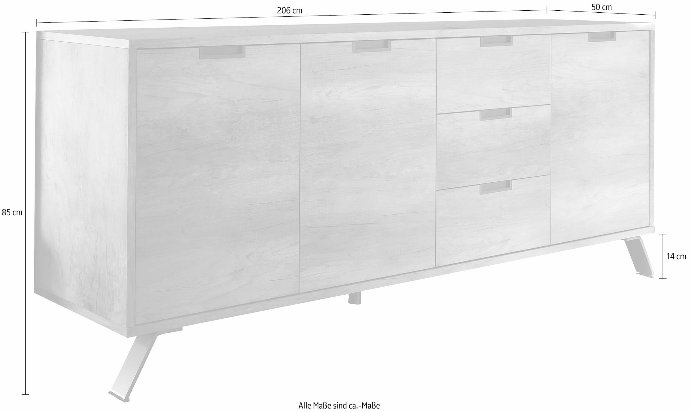 INOSIGN Sideboard »Palma«, Breite 206 cm