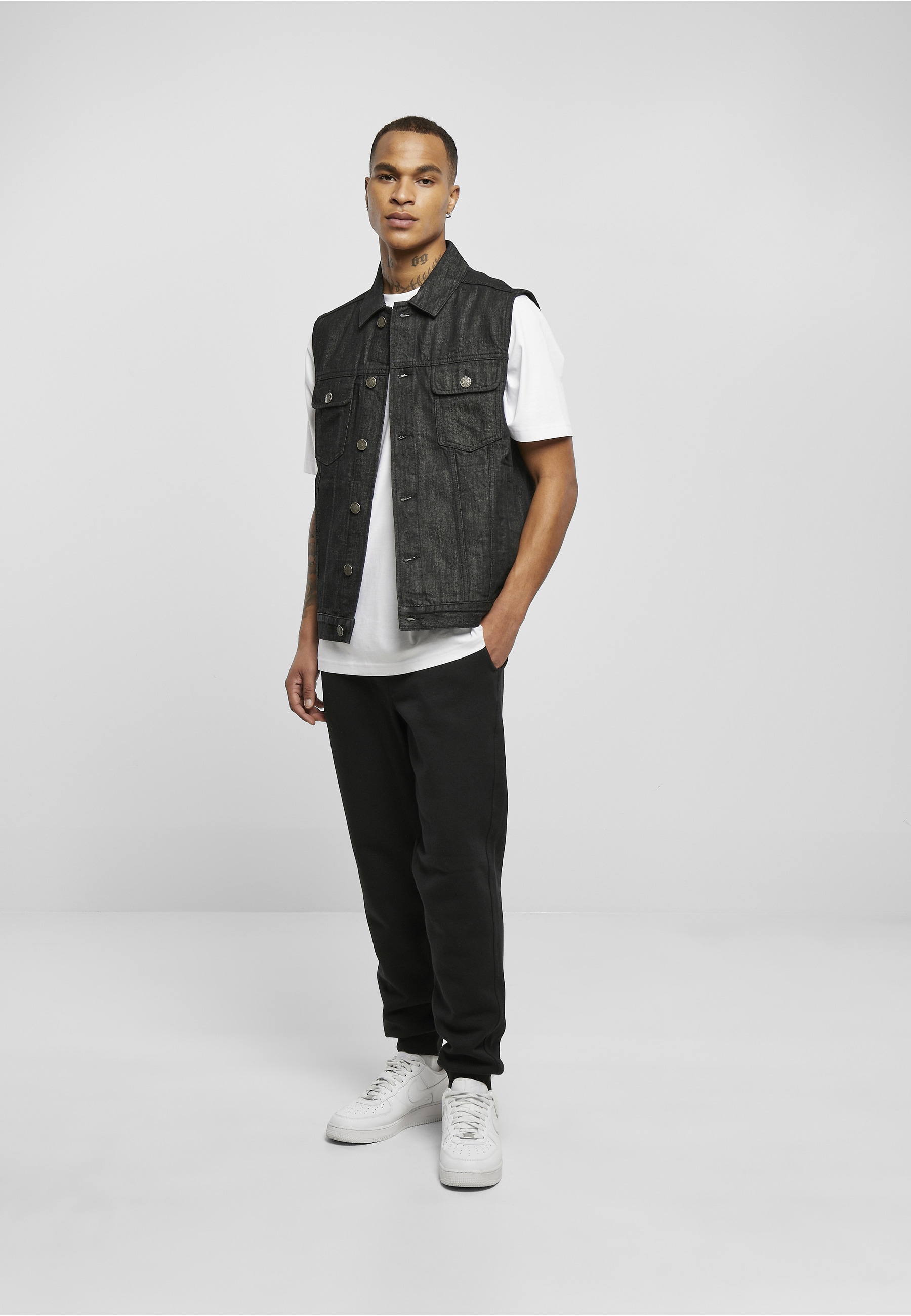 URBAN CLASSICS Jeansjacke »Urban Classics Herren Denim Vest« 1 Stk. tlg. ohne Kapuze