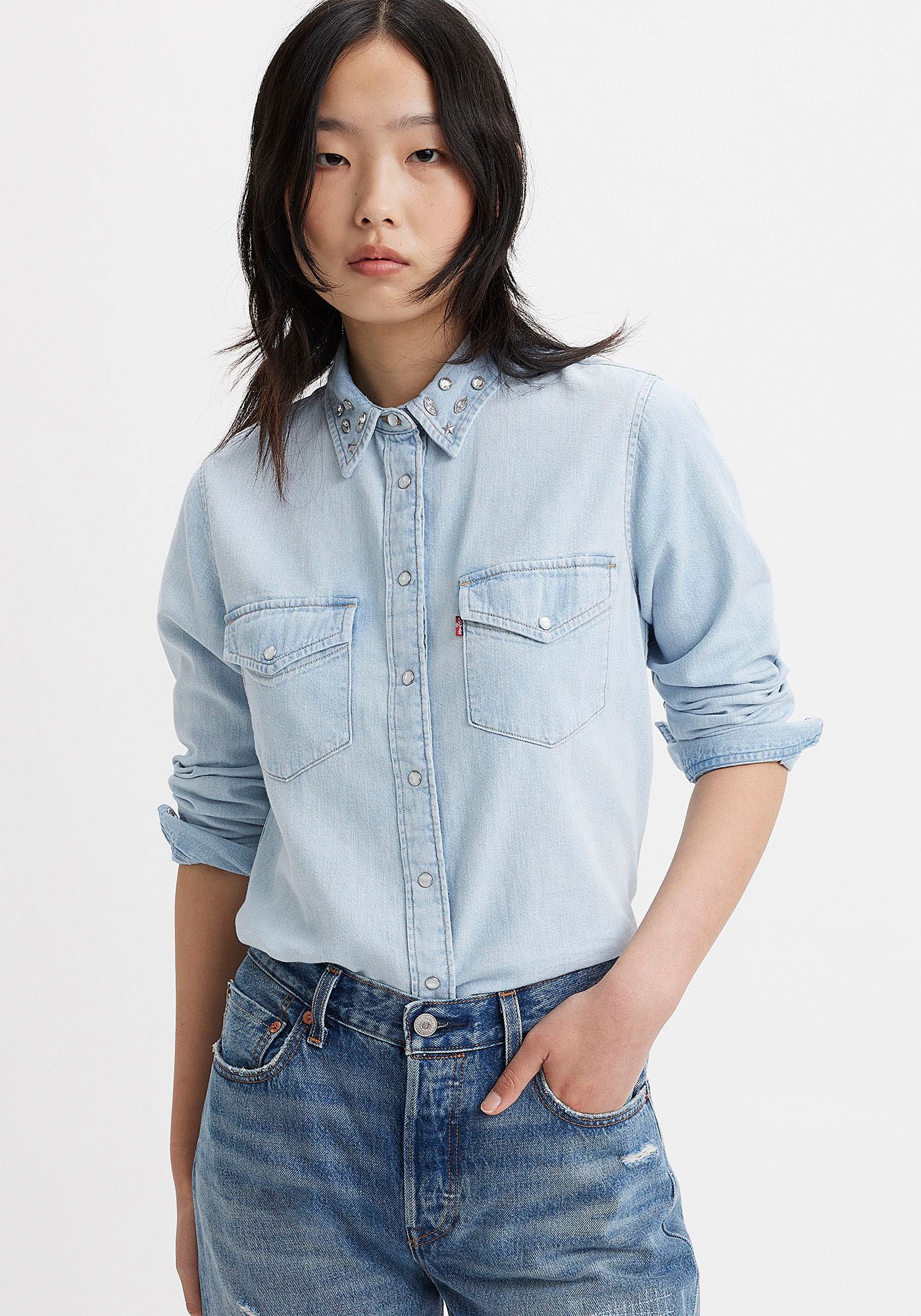 Levi's® Jeansbluse »ICONIC WESTERN«, mit Strass- und Glitzerapplikationen auf dem Kragen