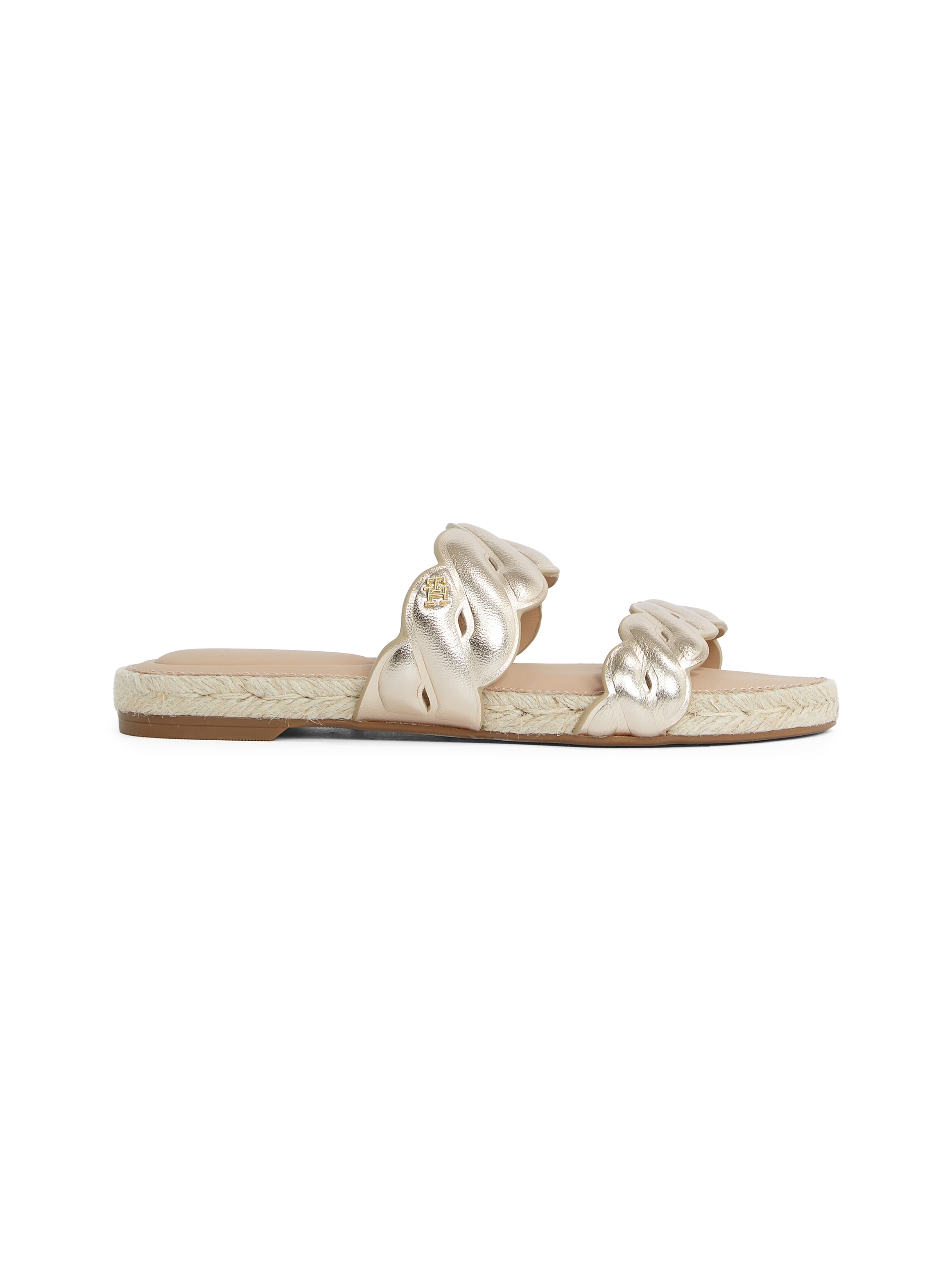 Tommy Hilfiger Pantolette »METALLIC ROPE ESPADRILLE MULE«, Plateau, Sommerschuh, Flats, Bequemschuh mit geschungener Bandage