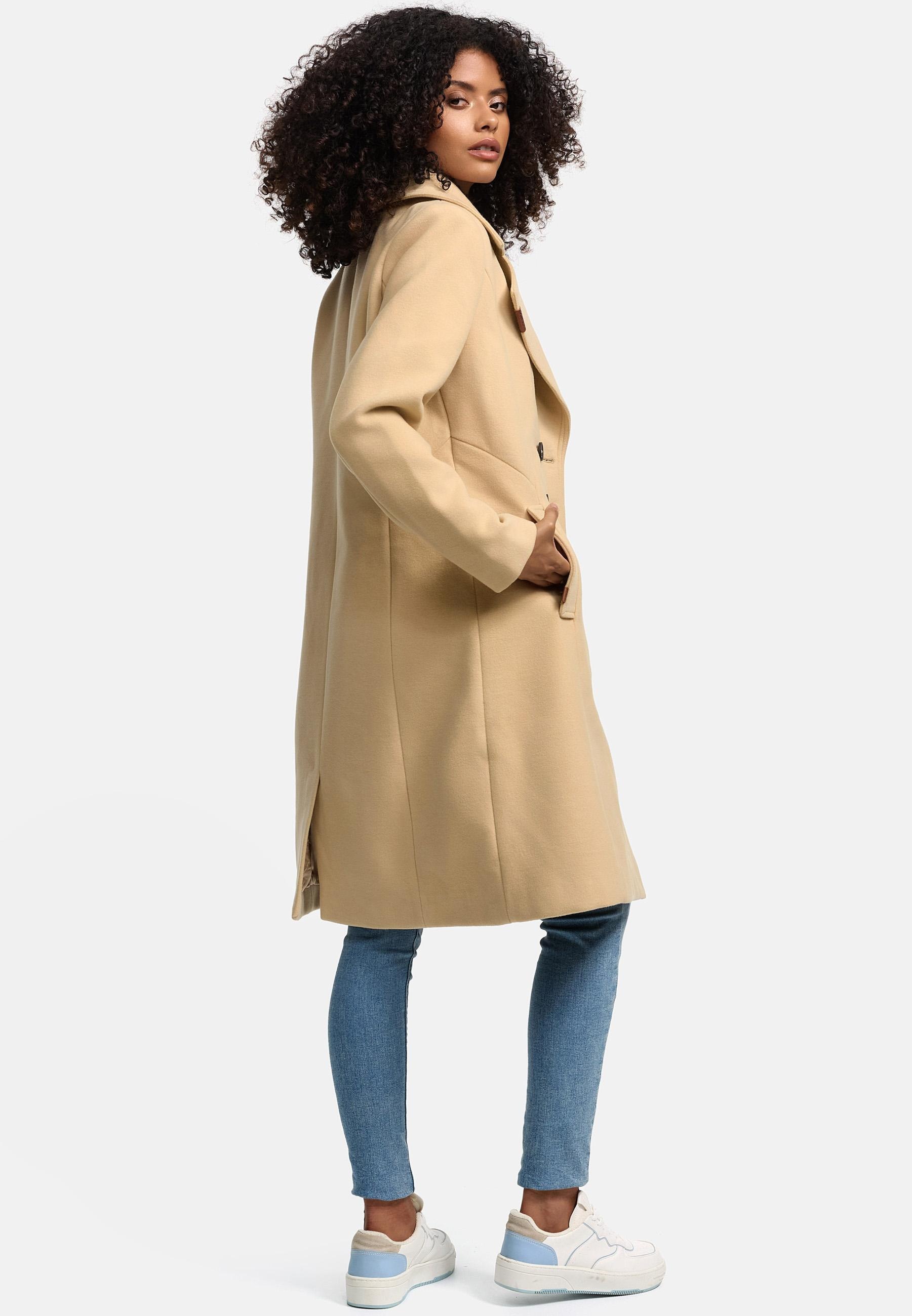 Navahoo Wintermantel »Wooly«, edler Damen Trenchcoat in Wollmantel-Optik