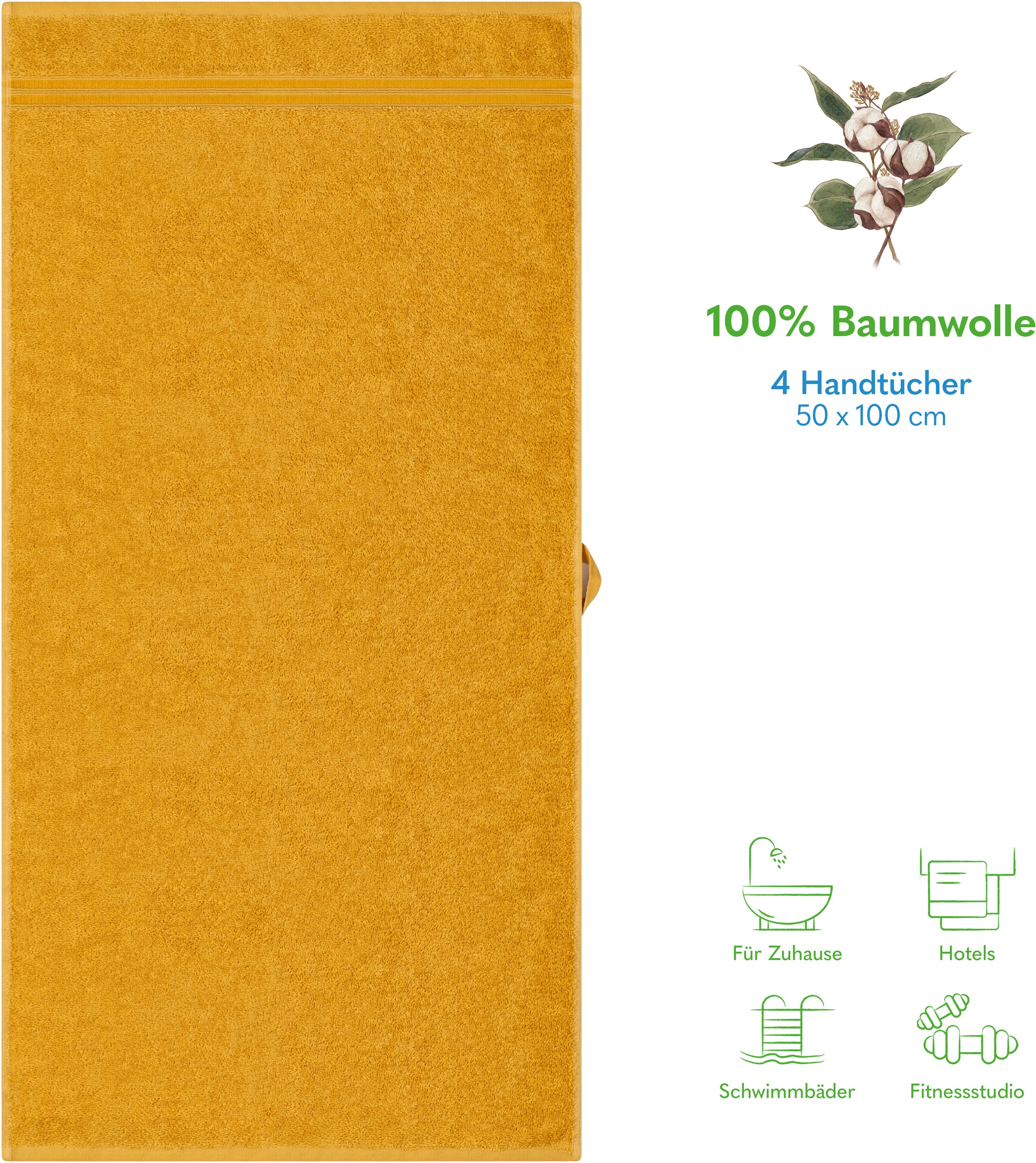 HAMMETEX Handtuch Set "4er Set Handtücher 50x100 cm, 100% Baumwolle, Weich günstig online kaufen