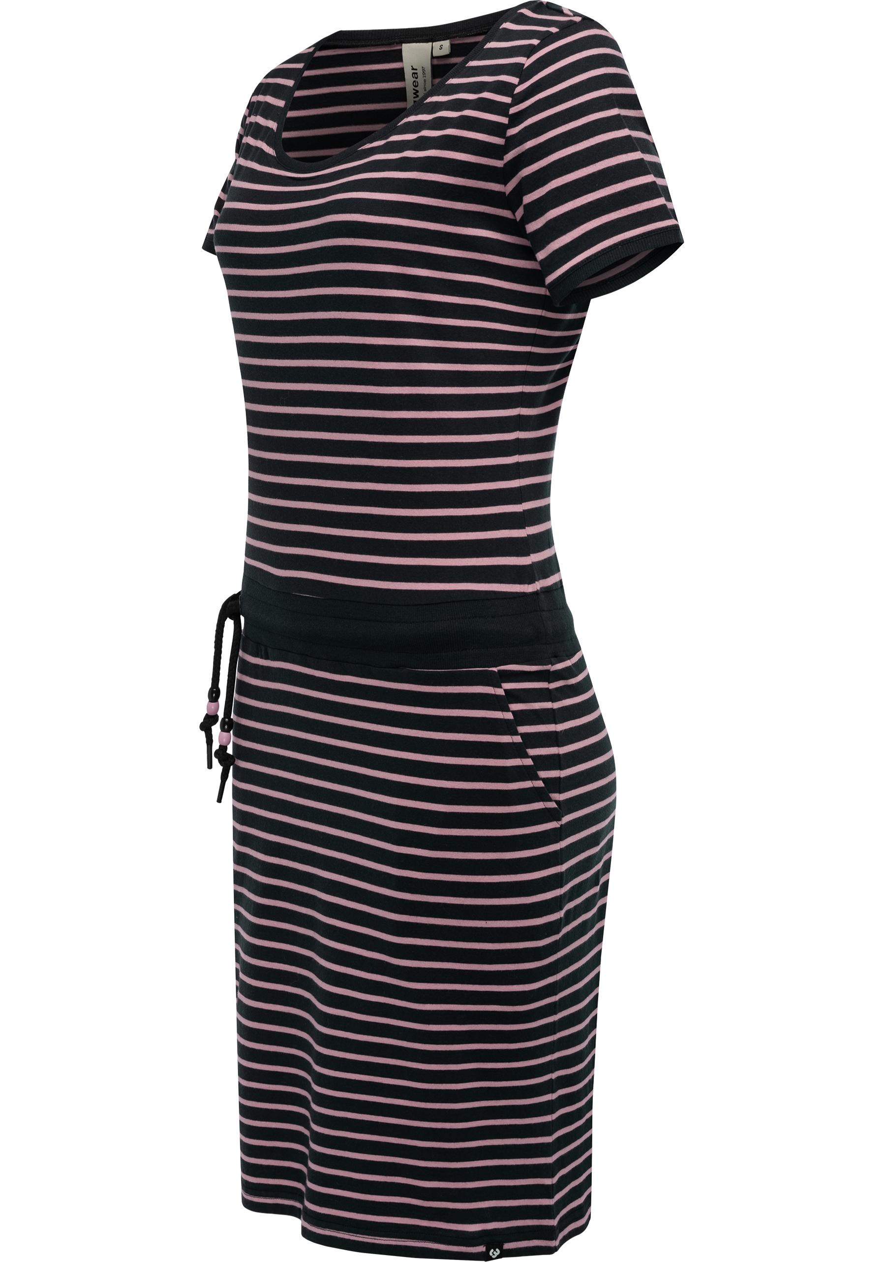 Ragwear Sommerkleid »Baomi«, gestreiftes Damen Minikleid mit Taillenkordel und Taschen