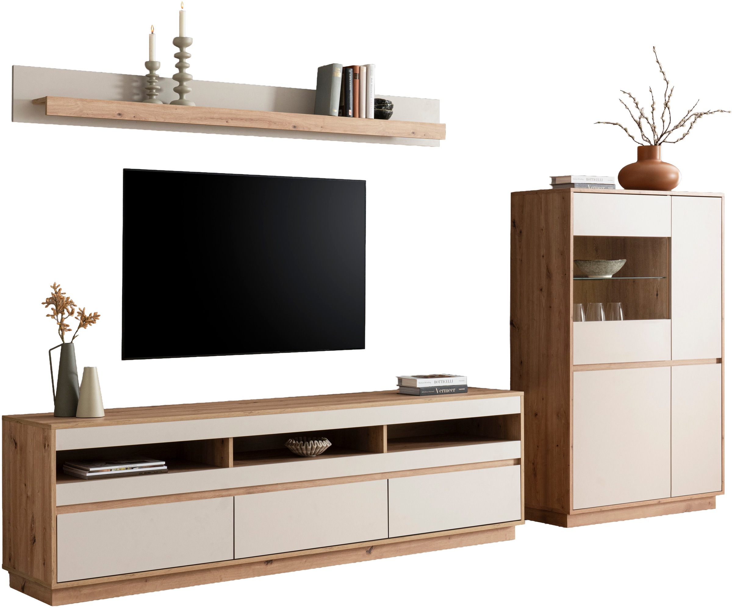 Home affaire Wohnwand "Sonora, moderne Anbauwand, Komplettset in Kaschmir/E günstig online kaufen