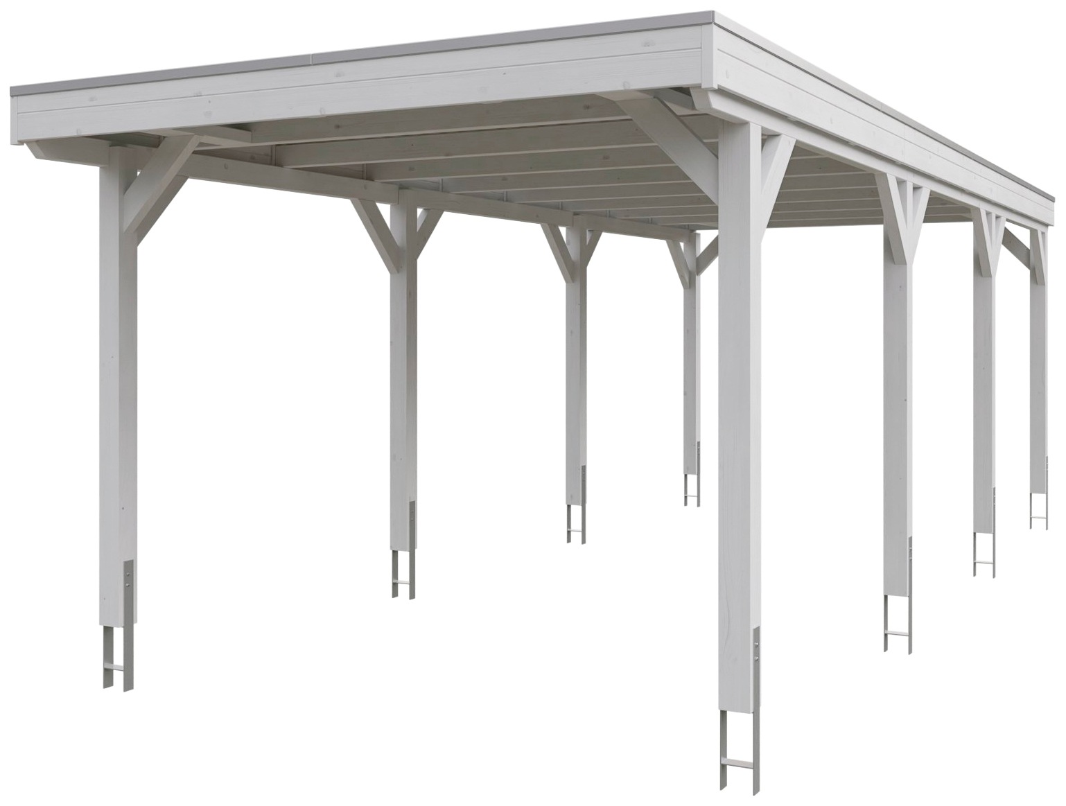 Skanholz Einzelcarport »Grunewald«, Leimholz-Nordisches Fichtenholz, weiß, mit Aluminiumdach