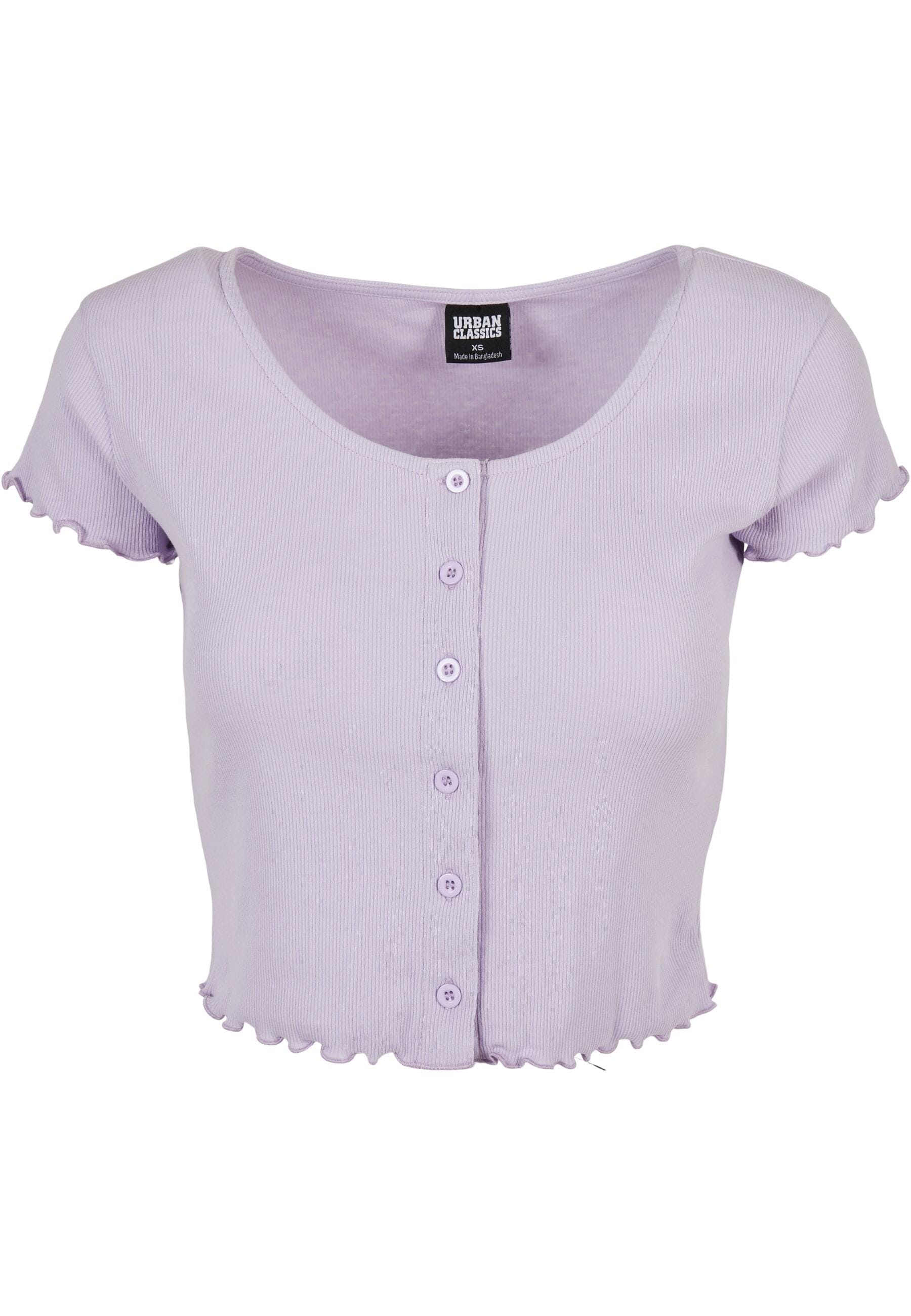 URBAN CLASSICS Kurzarmshirt »Urban Classics Damen Ladies Cropped Button Up Rib Tee«, (1 tlg.)