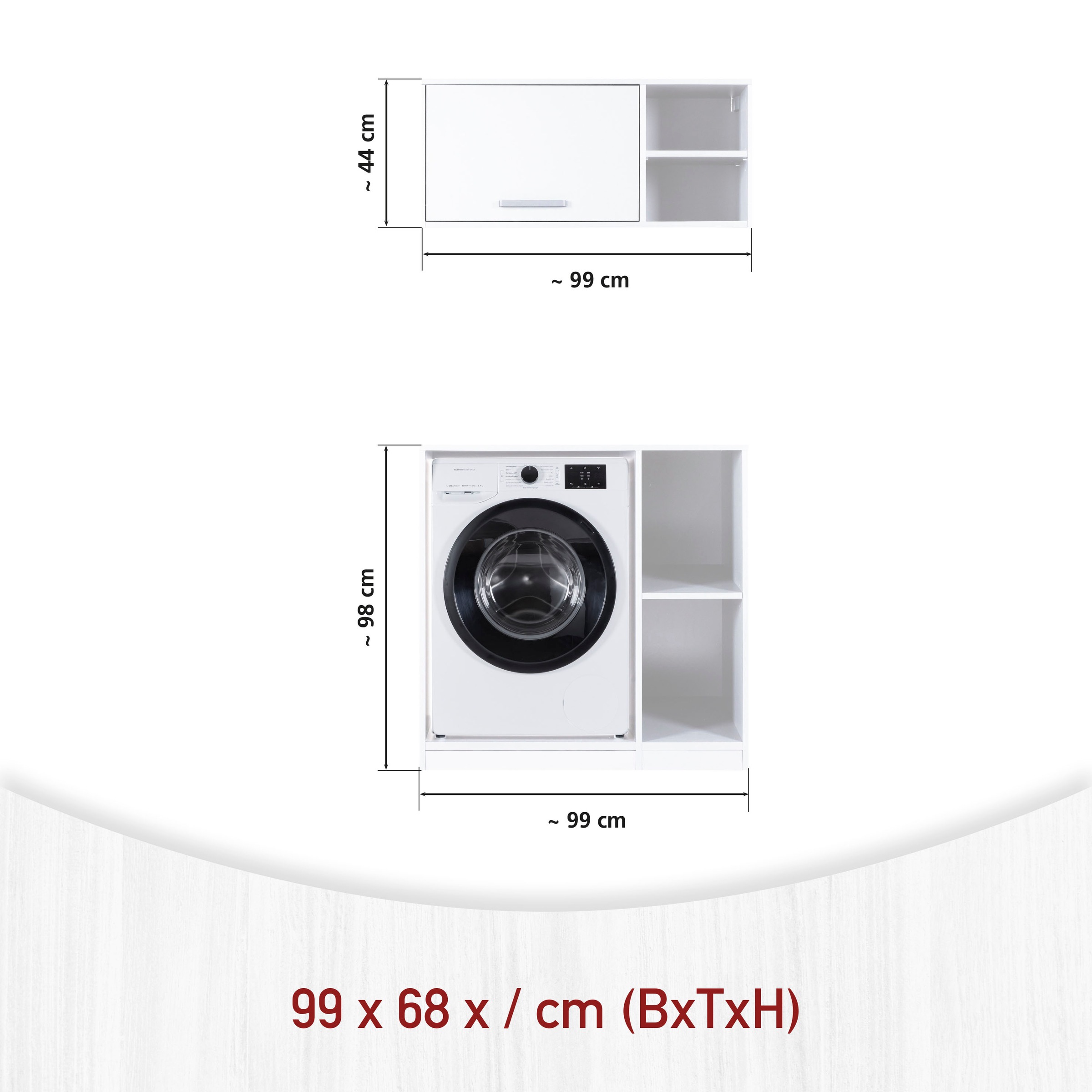 Inter Link Mehrzweckschrank-Set »Norela, Platzsparendes Waschmaschinen-Set mit Tisch & Hängeschrank« 2 Stk. tlg.