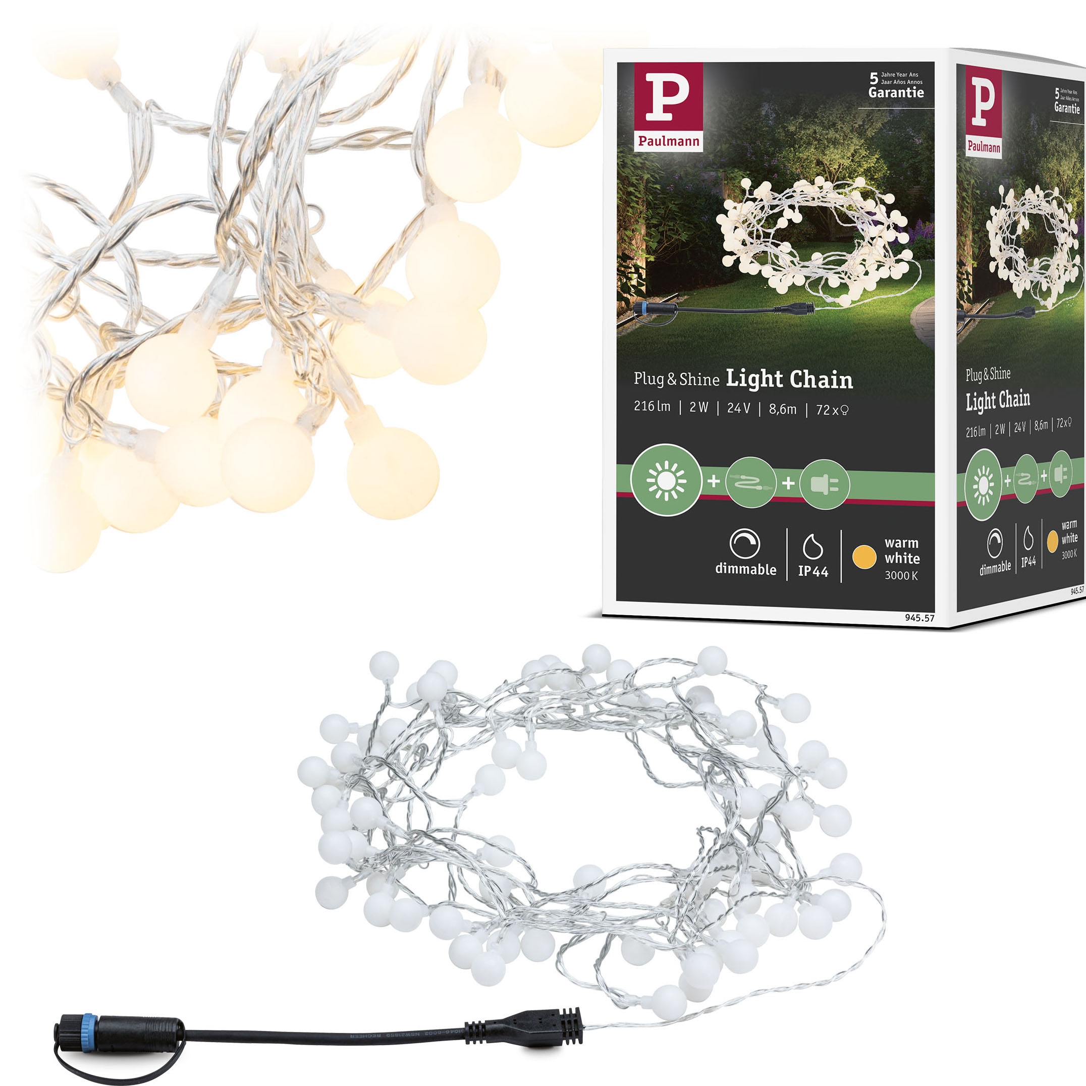 Paulmann »Plug | 72x2lm«, 7,5m BAUR & bestellen 24V IP44 3.000K Shine LED-Lichterkette 1 flammig St.-