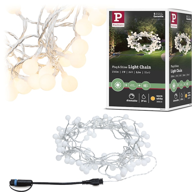 Paulmann LED-Lichterkette »Plug & Shine IP44 7,5m 24V 3.000K 72x2lm«, 1 St.- flammig bestellen | BAUR