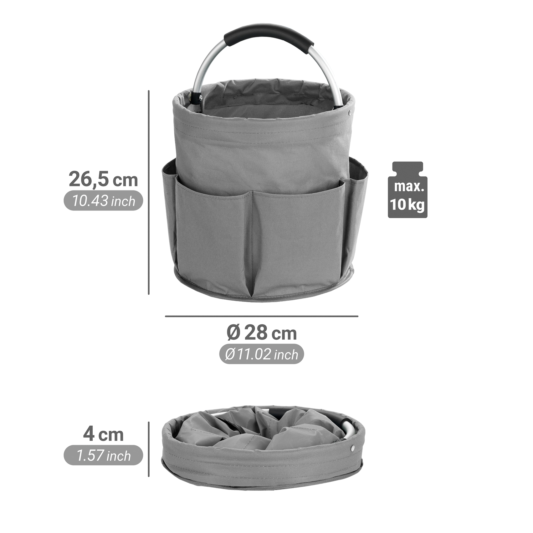 WENKO Falteimer »Modell Universal-Caddy« Organizer für Haus & Garten, platzsparend faltbar, mit 6 Außentaschen