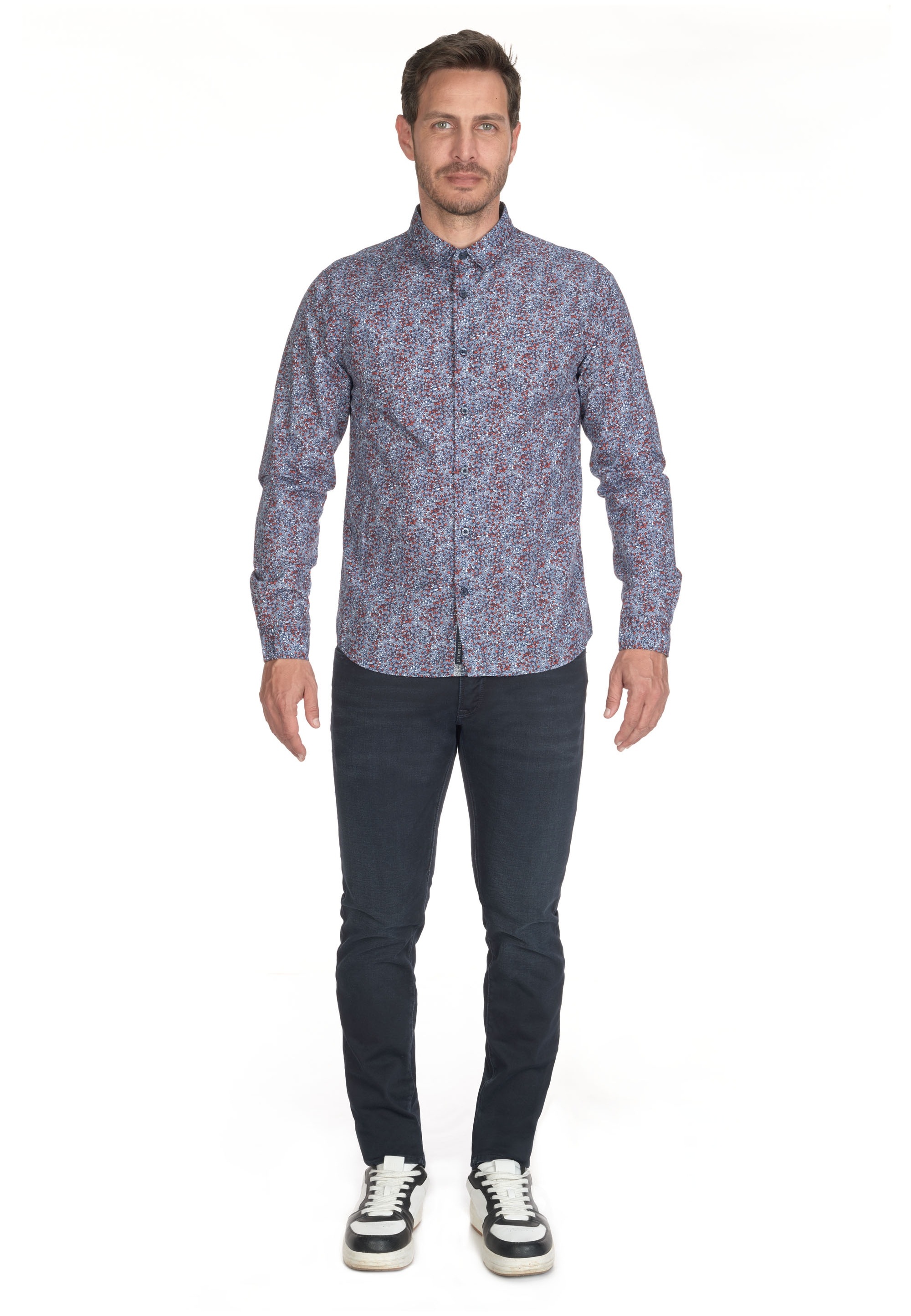 Le Temps Des Cerises Langarmhemd »RETIL«, mit filigranem Alloverprint