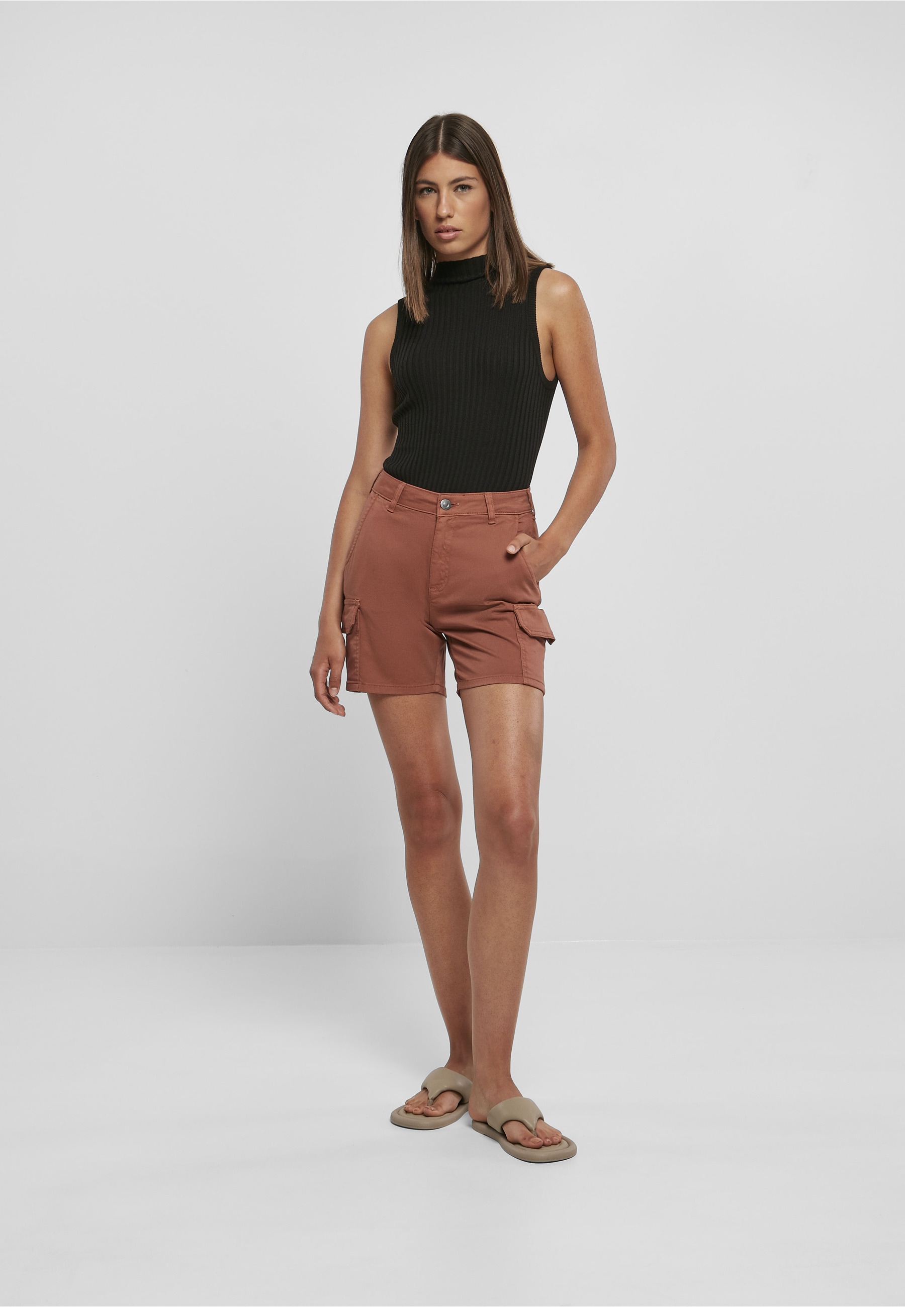 URBAN CLASSICS Cargohose »Urban Classics Damen Ladies High Waist Cargo Shorts«