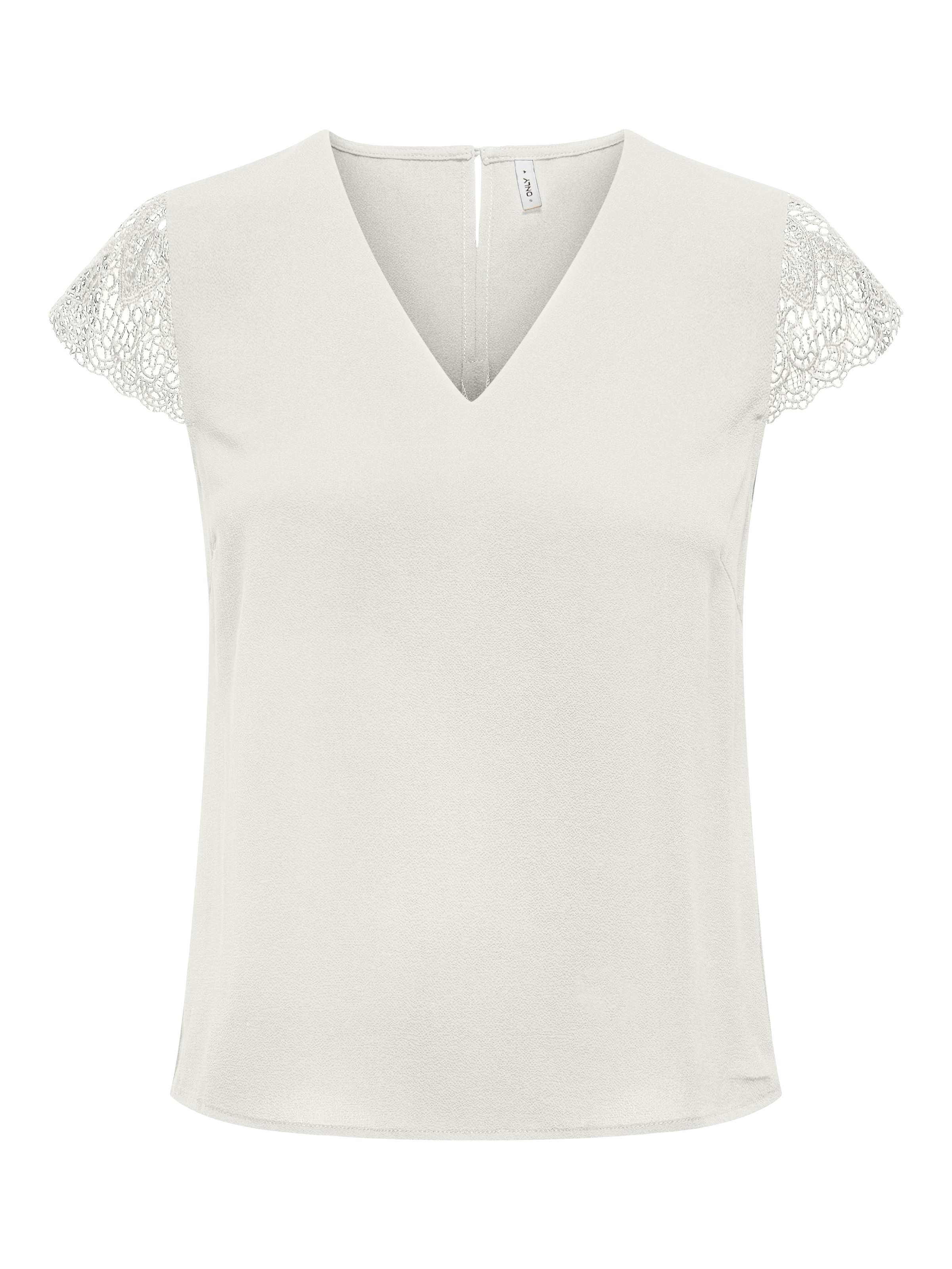 ONLY Kurzarmshirt »ONLELVA FR S/S LACE V-NECK TOP CS PTM«