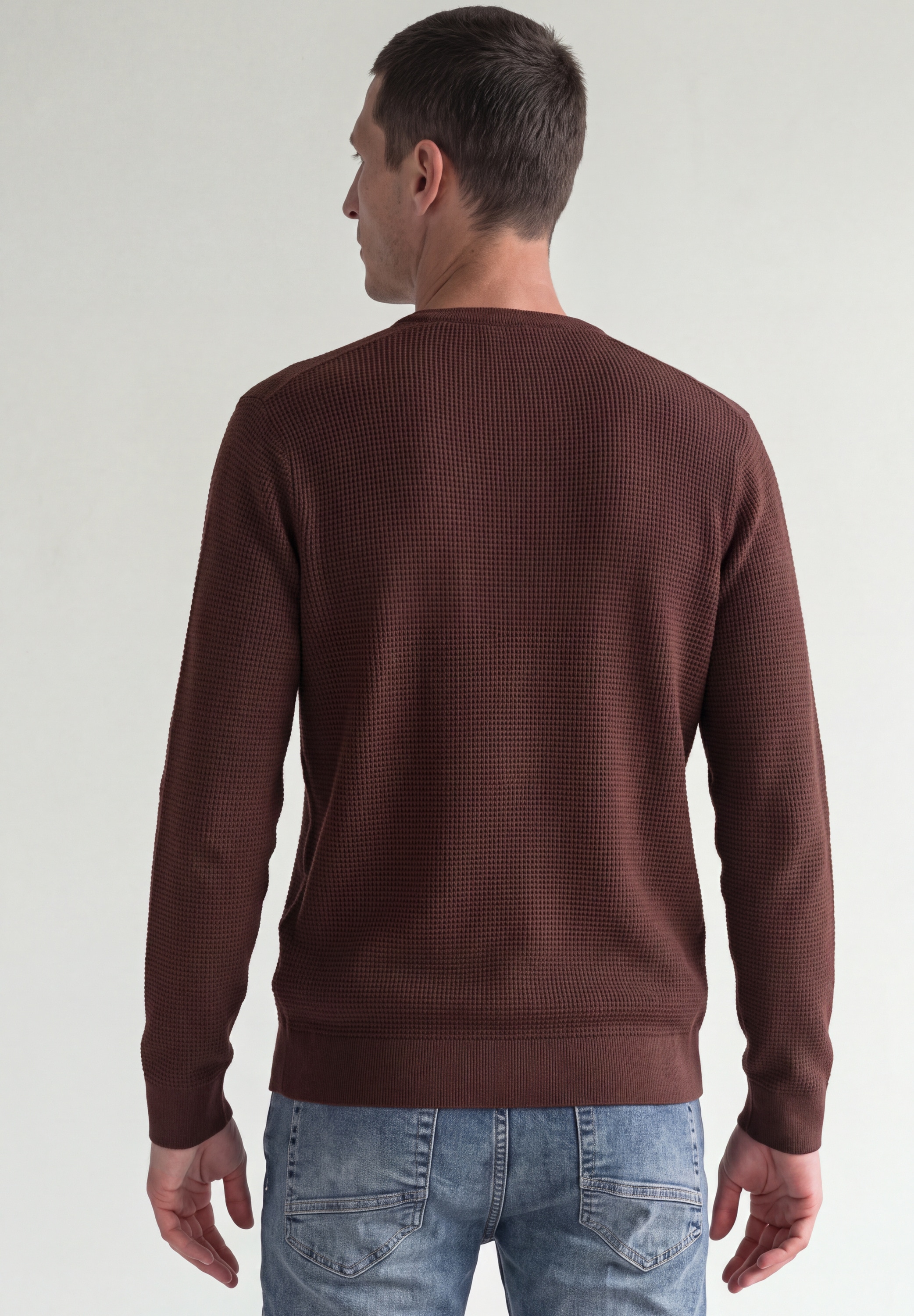 STREET ONE MEN Rundhalspullover aus reiner Baumwolle