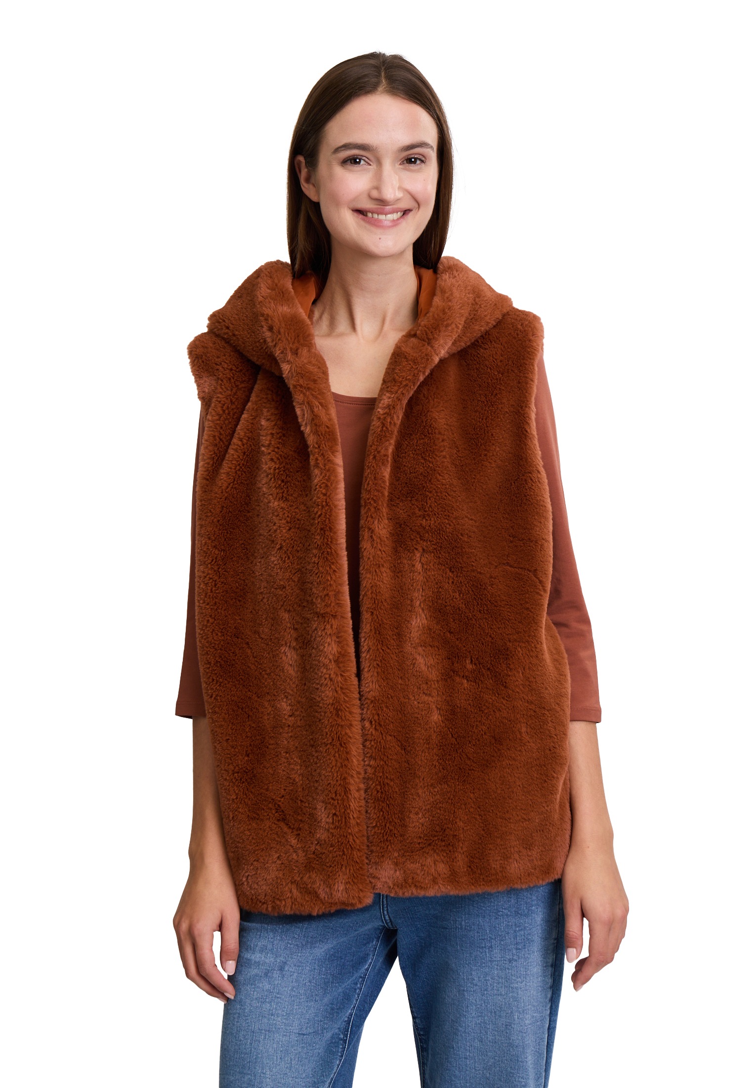 Cartoon Plüschweste "Cartoon Damen Fake Fur-Weste mit Kapuze", Plüsch günstig online kaufen