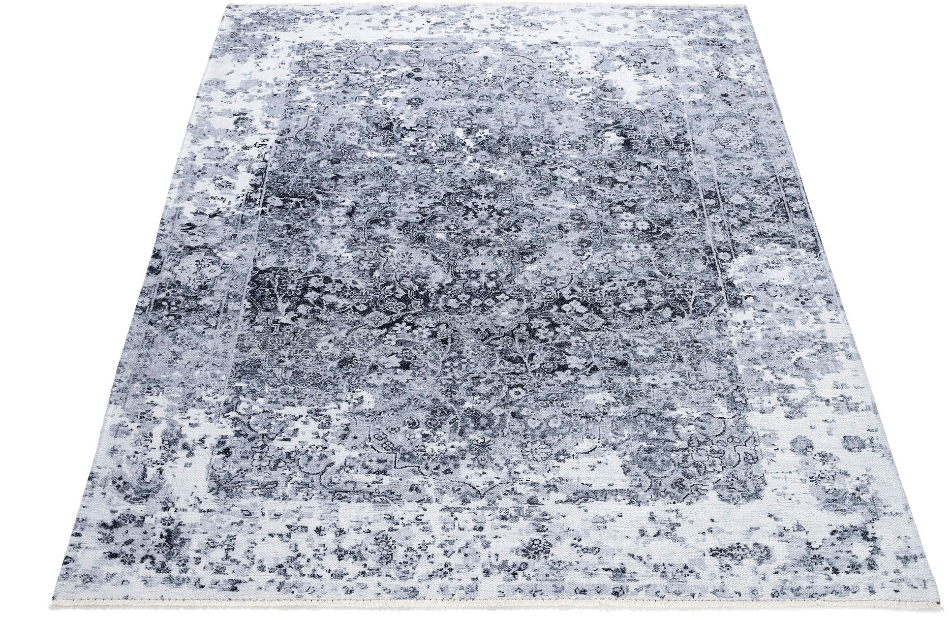 Teppich "AMICA", silber (silberfarben), B:80cm H:8mm L:150cm, Polyester, GALLERY M BRANDED BY MUSTERRING, Teppiche, Teppich, Kurzflor, Wohnzimmer, Vintage