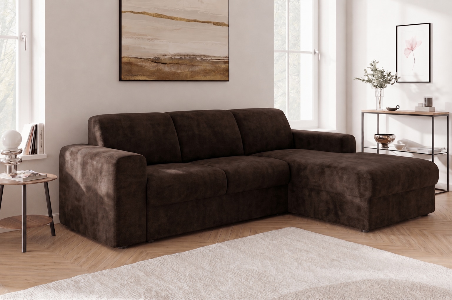 OTTO home Ecksofa "BORNHOLM 2.0 L-Form, Breite 220 cm, Verlässliche Qualität, Chenille" Recamiere links/rechts bestellbar, Bezug - Chenille oder Struktur