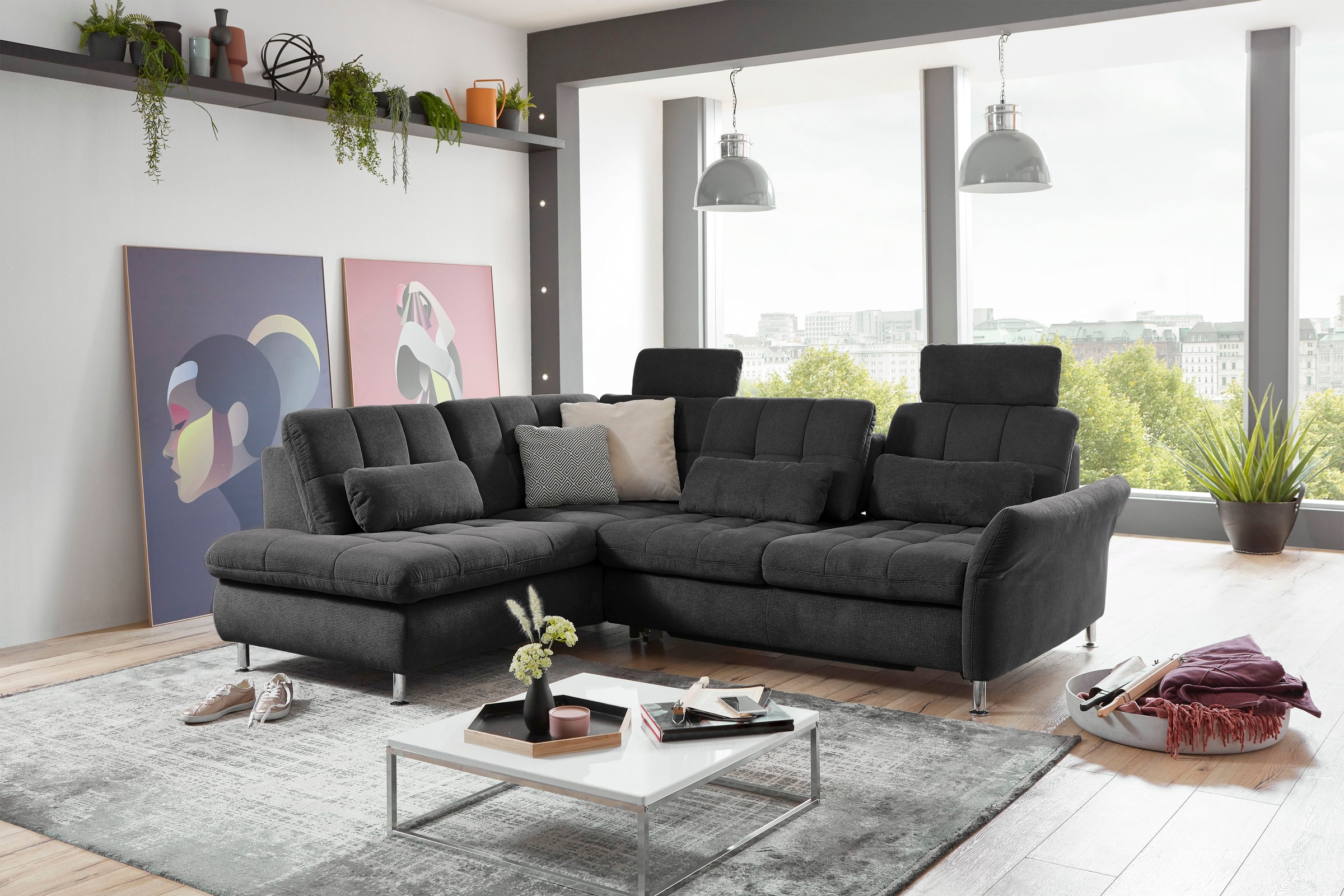 Die PlanBar Ecksofa »MP-IN20016 L-Form mit Kaltschaum-Polsterung«, wahlweise mit Kopfstützen und Bettfunktion, mit Kaltschaum-Polsterung