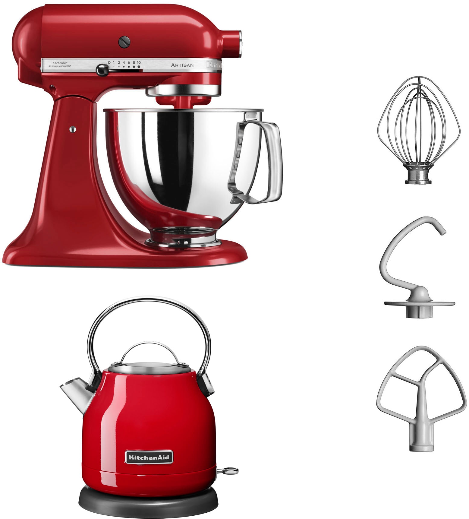 KitchenAid Küchenmaschine "5KSM125EER+Gratis Wasserkocher 5KEK1222EER", mit Wasserkocher