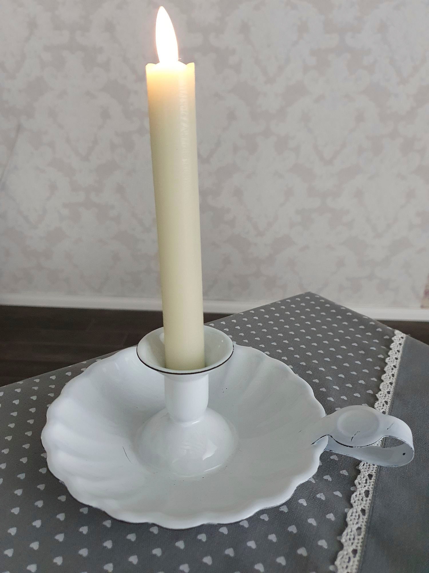 Ambiente Haus Kerzenständer "Kerzenständer aus Emaille in Antikweiß" günstig online kaufen