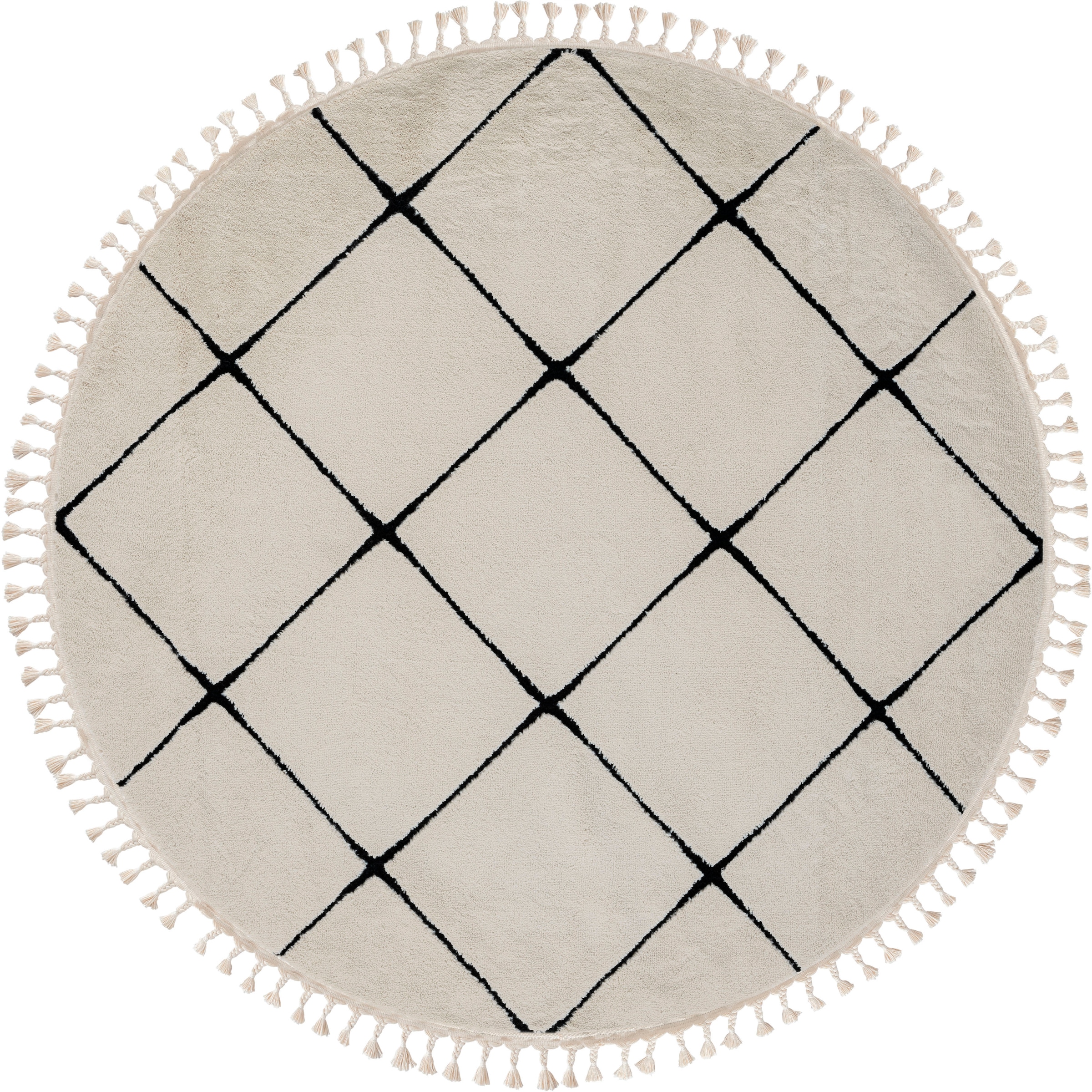 Myflair Möbel & Accessoires Hochflor-Teppich »Moroccan Square«, rund, modern, marokkanisches Design, Rauten Muster, weich durch Hochflor