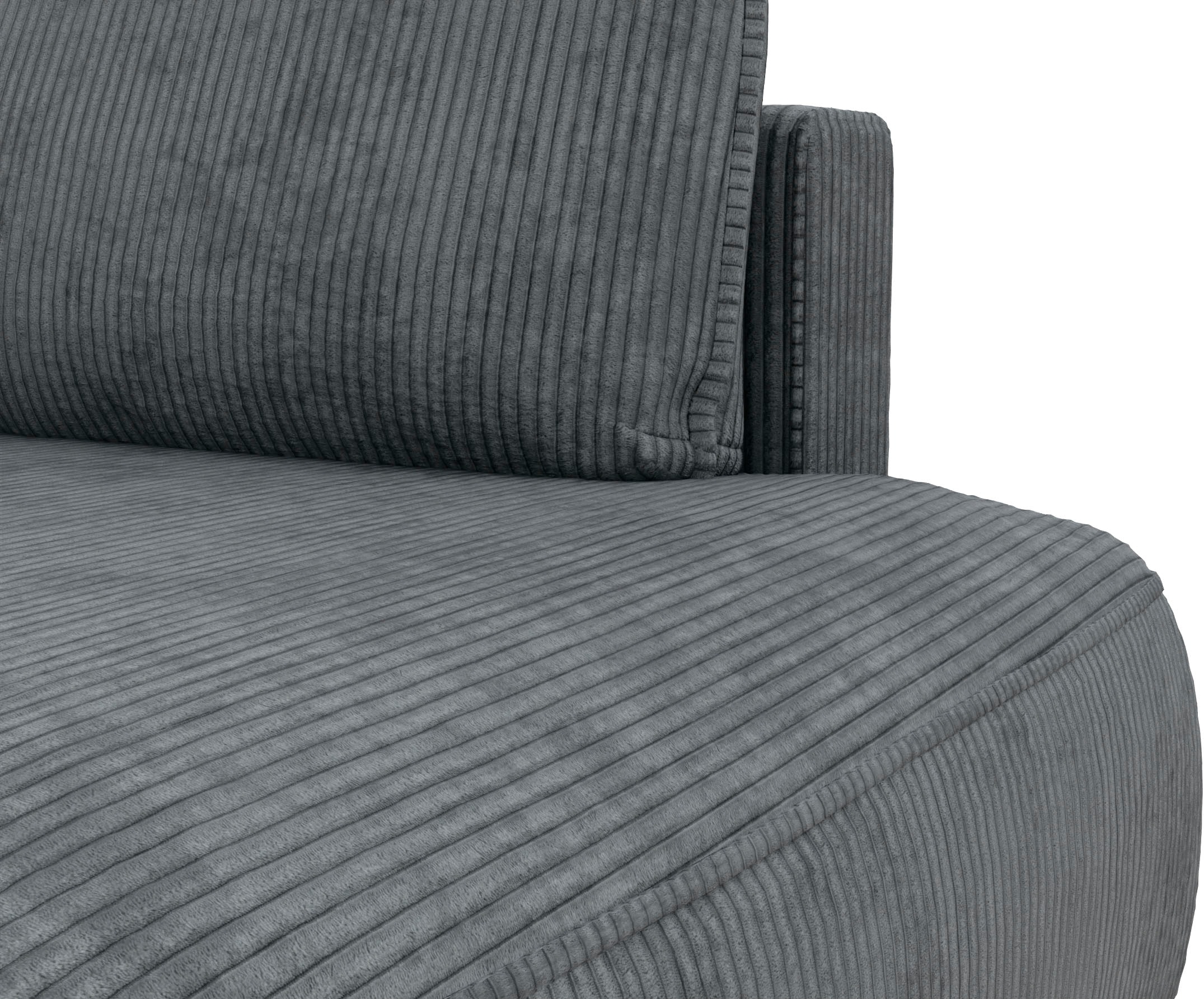 TRENDMANUFAKTUR Ecksofa »Fordon II, Schlafsofa mit Bettkasten, Couch in L-Form, Breite 250 cm«, in Cordstoff HYPER, dunkelgrau, Armlehne links