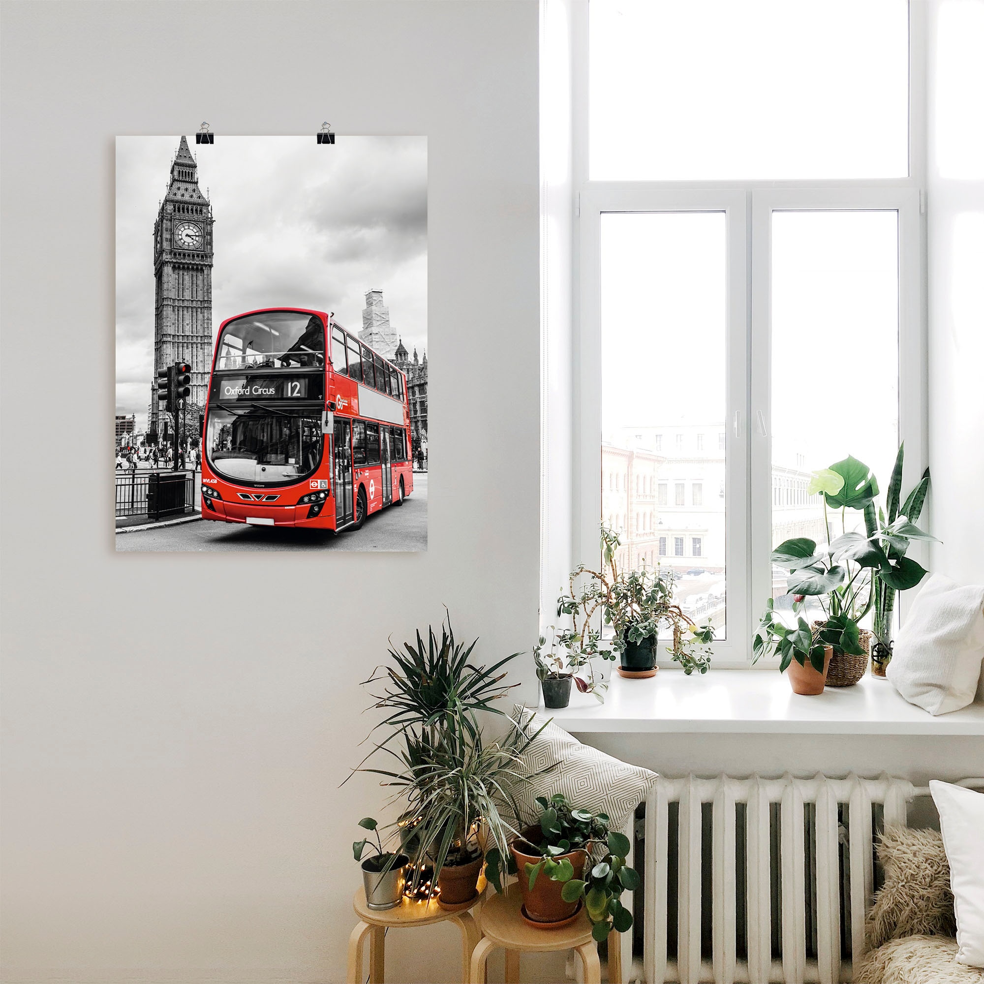 Artland Wandbild »London Bus und Big Ben«, Gebäude, (1 St.), als Leinwandbild, Poster in verschied. Größen