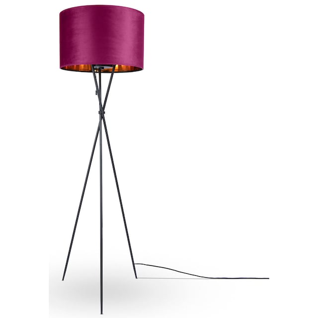 Paco Home Stehlampe »Kate uni Color«, Wohnzimmer Dreibein Standleuchte  Velour Höhe 177,5cm Filigran E27 | BAUR