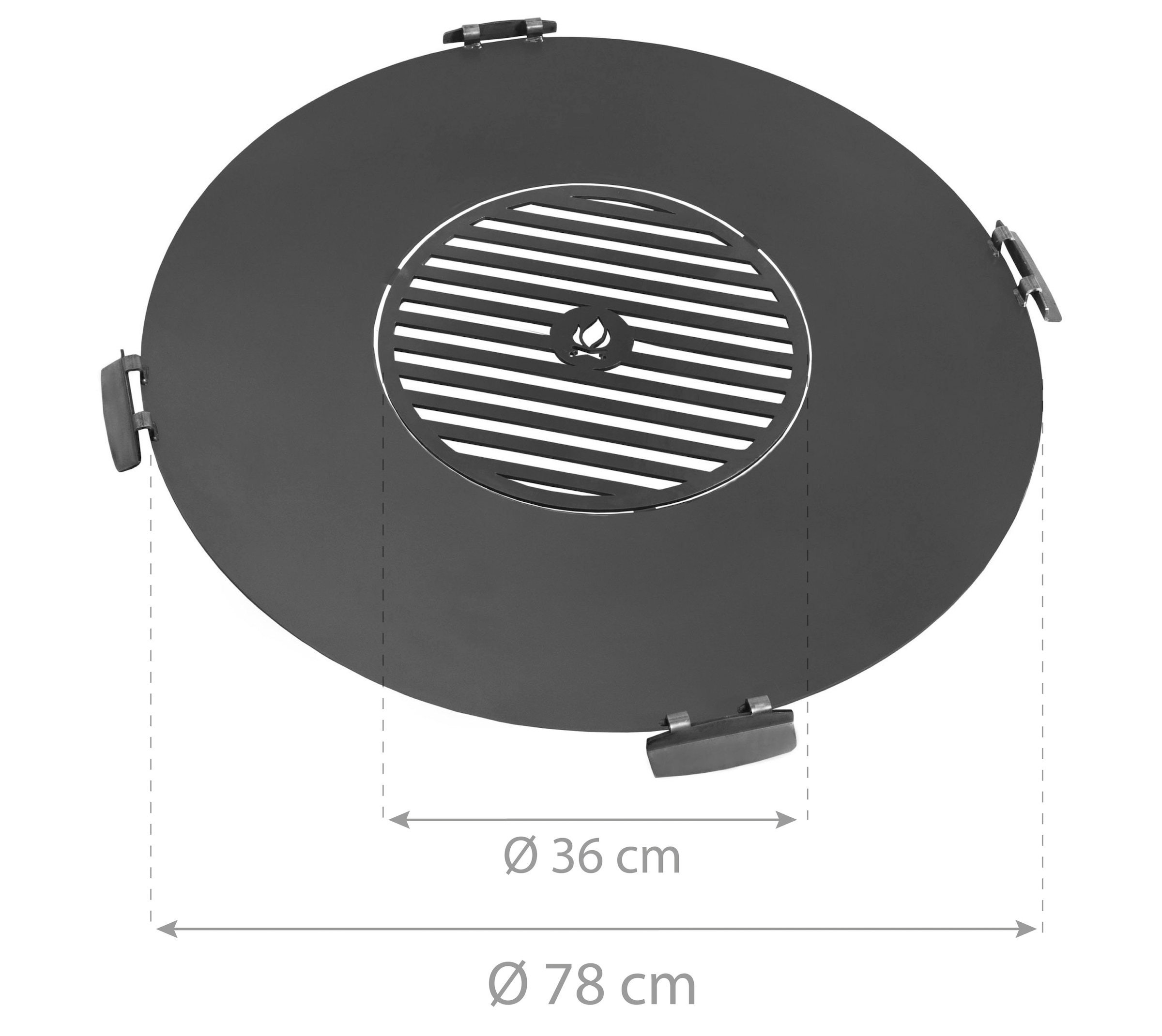 CookKing Grillplattenaufsatz, Stahl, mit Grillrost, Ø 78 cm, für Feuerschalen geeignet