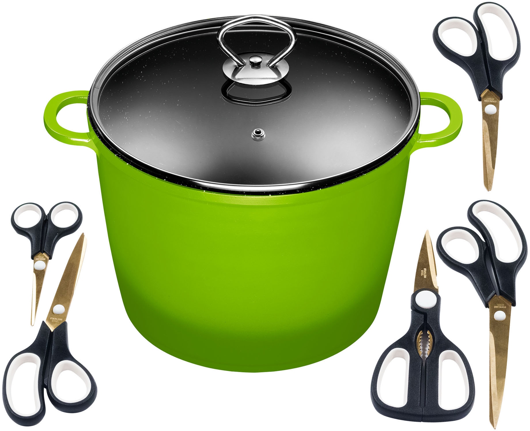KING Suppentopf Aluminiumguss Set, 7 Stk. tlg. Kochtopf 7LØ24cm +Glasdeckel günstig online kaufen